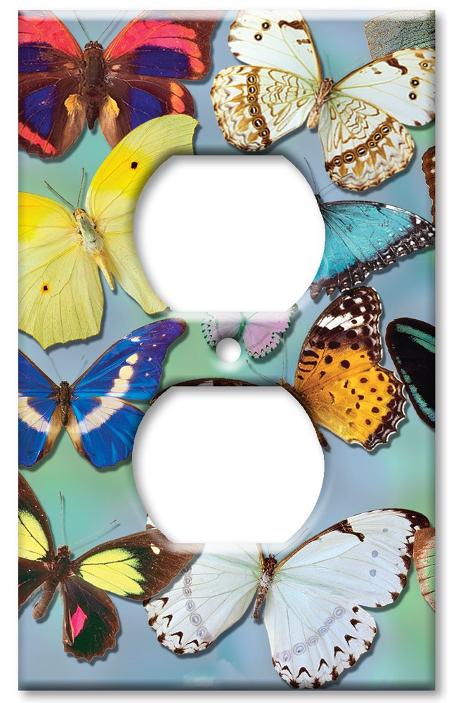 Decorative Metal Wall Plate with Butterfly Design - Blue Art Plate for Outlet Cover - Handcrafted in USA - Perfect for Home Decor, Living Room & Bedroom Aesthetic Upgrade