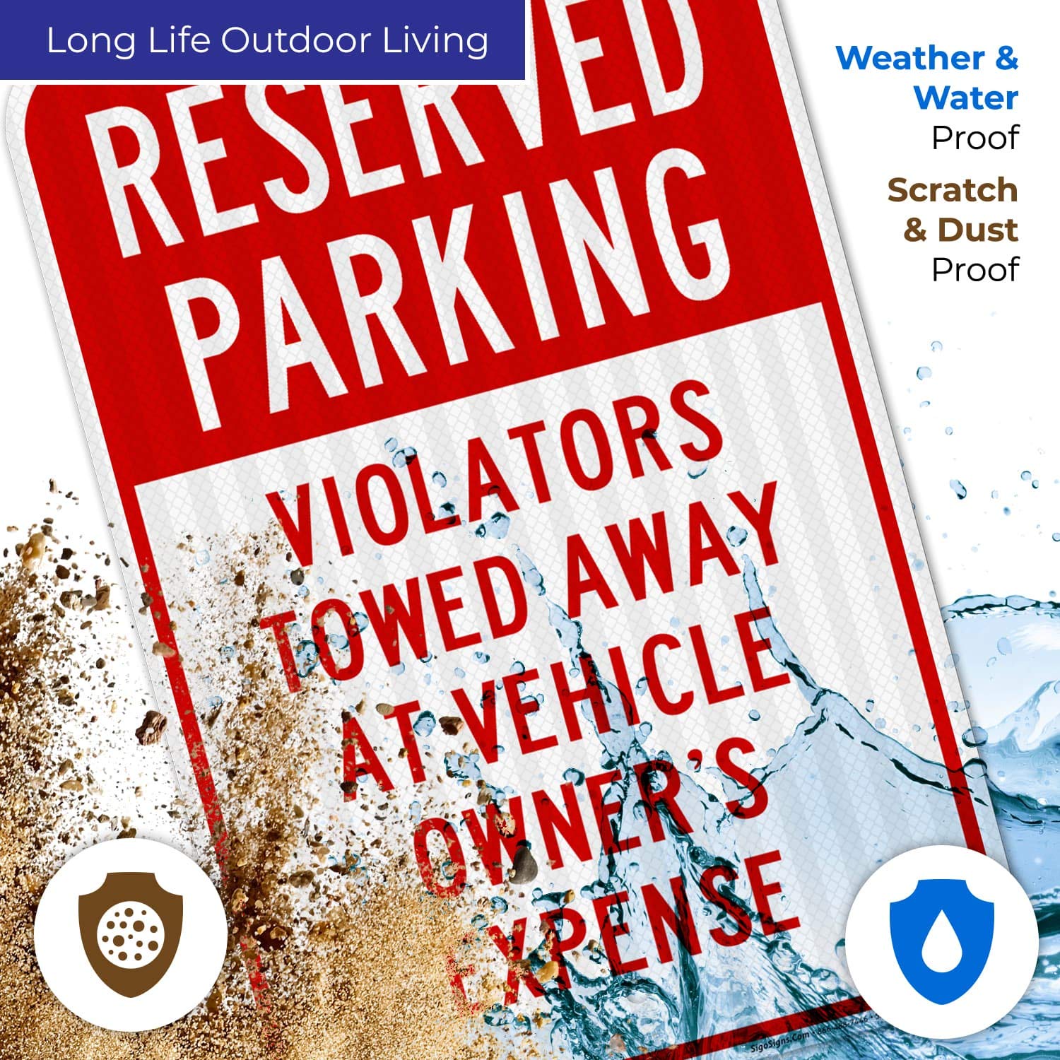 12x18 Inches Reserved Parking Sign - Violators Will Be Towed | 3M EGP Reflective .063 Aluminum | Fade Resistant & Easy Mounting | Indoor/Outdoor Use | Made in USA | Perfect for Private Parking Lots, Apartment Complexes & Commercial Properties