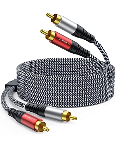 Premium 15ft RCA Audio Cable - Hi-Fi Sound, Nylon Braided & Shielded - RCA to RCA Stereo Cable for Home Theater, HDTV, Amplifier, Speaker System - Perfect for Movie Nights & Music Listening