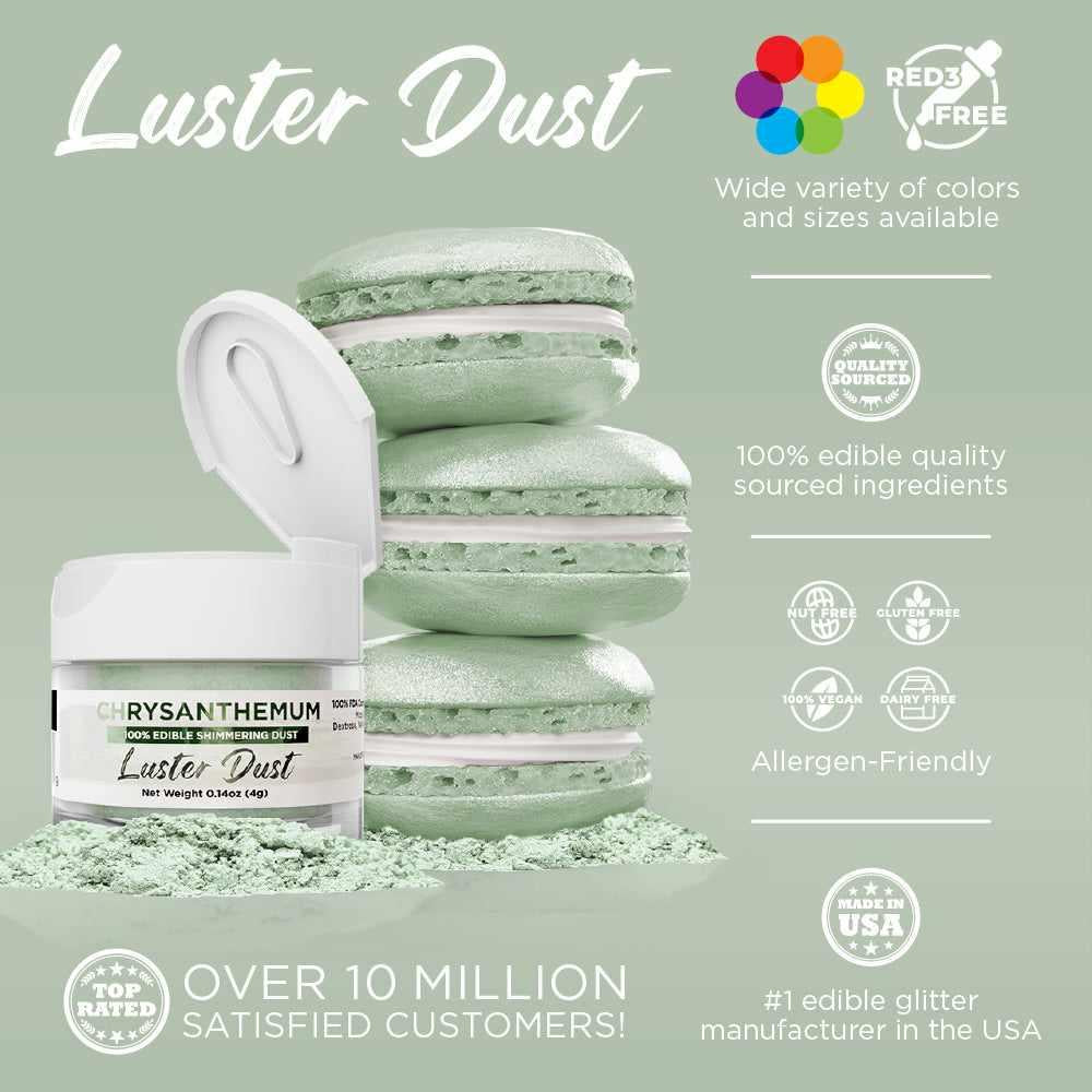 Edible Chrysanthemum Green Luster Dust for Cake Decorating | Bakell | Perfect for Wedding Cakes, Cupcakes & Dessert Garnish