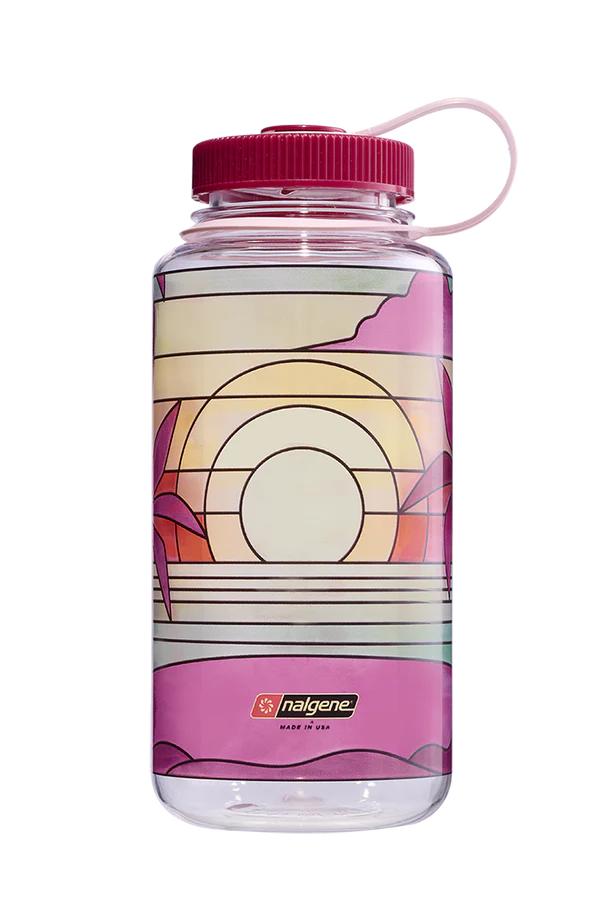 32oz Wide Mouth Stained Glass Print Water Bottle - Insulated Stainless Steel Vacuum Flask for Hot & Cold Drinks - Perfect for Gym, Hiking, Camping & Office Use
