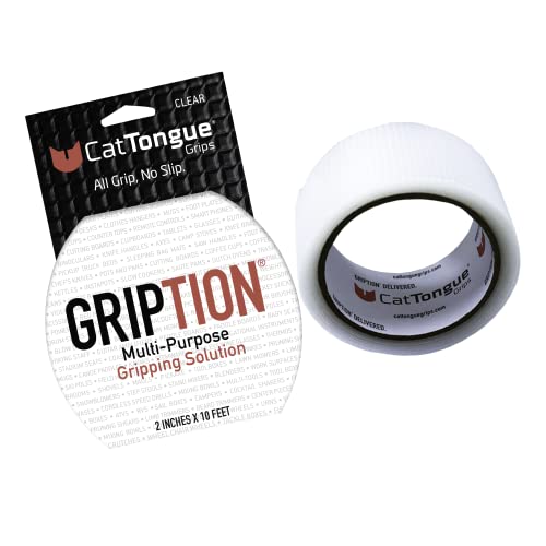 CatTongue Grips Non-Abrasive Grip Tape - Heavy Duty Waterproof Anti-Slip Adhesive for Indoor & Outdoor Use - Clear Non-Skid Surface for Stairs, Tools, Ramps & Mobility Safety