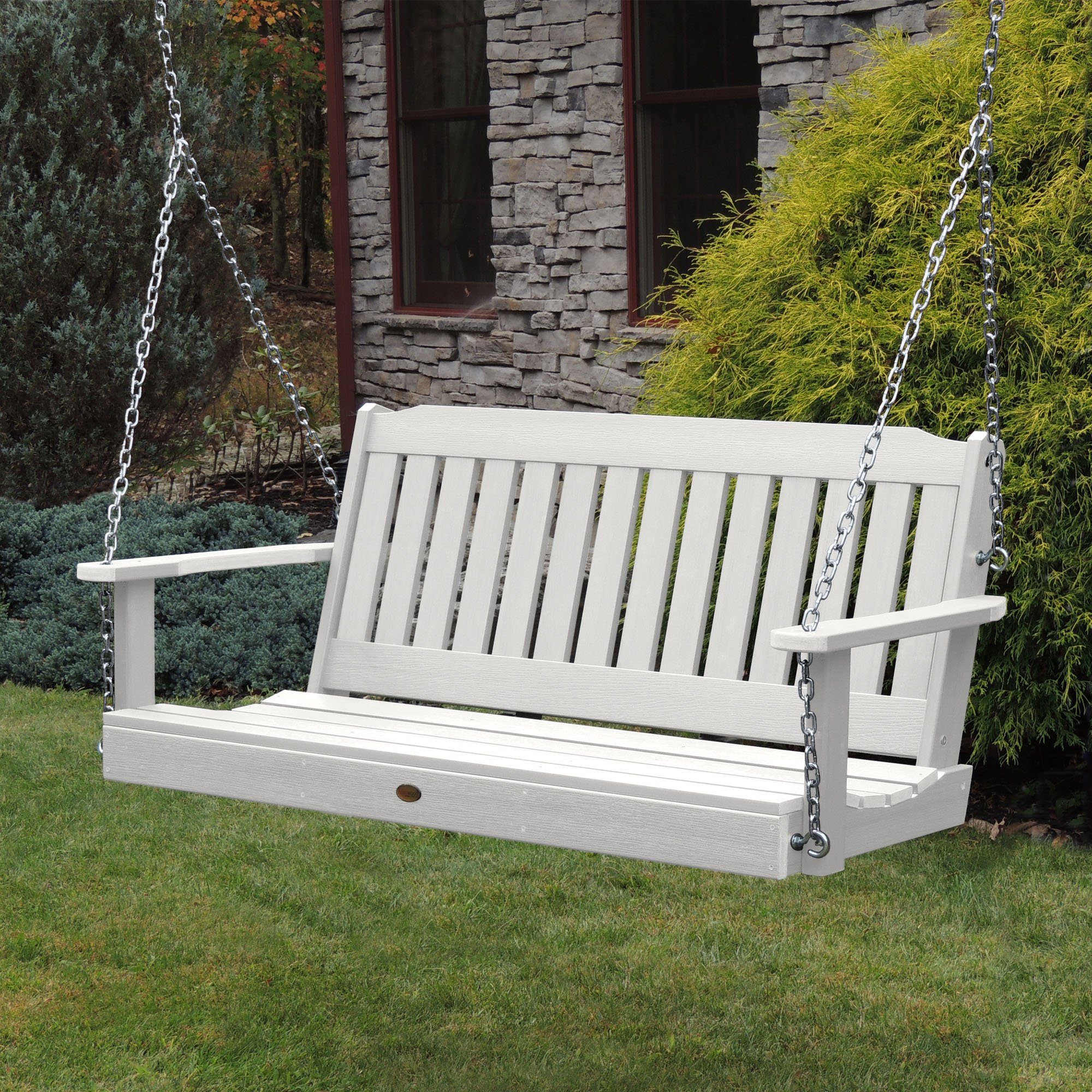 5ft Lehigh Porch Swing - Heavy Duty Outdoor Hanging Bench for Garden, Patio, Deck - Perfect for Relaxing & Lounging in Backyard, Front Porch or Balcony