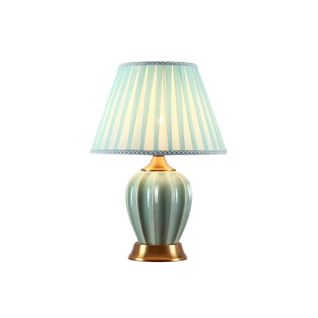 Modern Chinese Style Copper Ceramic Table Lamp - Simple & Elegant Home Decor, Luxury Bedside Lamp for Bedroom, Living Room, Office (Green) - Perfect for Reading, Relaxing & Creating a Cozy Ambiance
