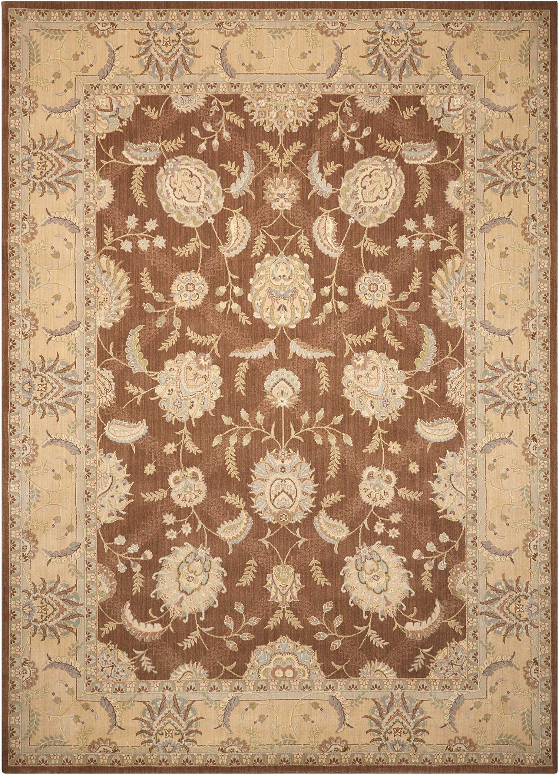 Nourison Regal Beige and Blue Cloud Pattern Runner Rug 2'3