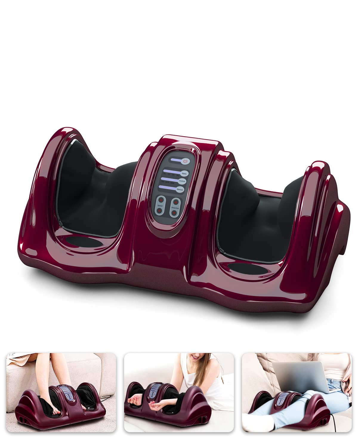 ARLIME Shiatsu Foot Massager with Remote Control - Deep Kneading for Pain Relief, Plantar Fasciitis, Improved Blood Circulation - 4 Massage Modes for Calf, Leg & Ankle (Burgundy) | Perfect for Home Relaxation, Office Stress Relief & Post-Workout Recovery