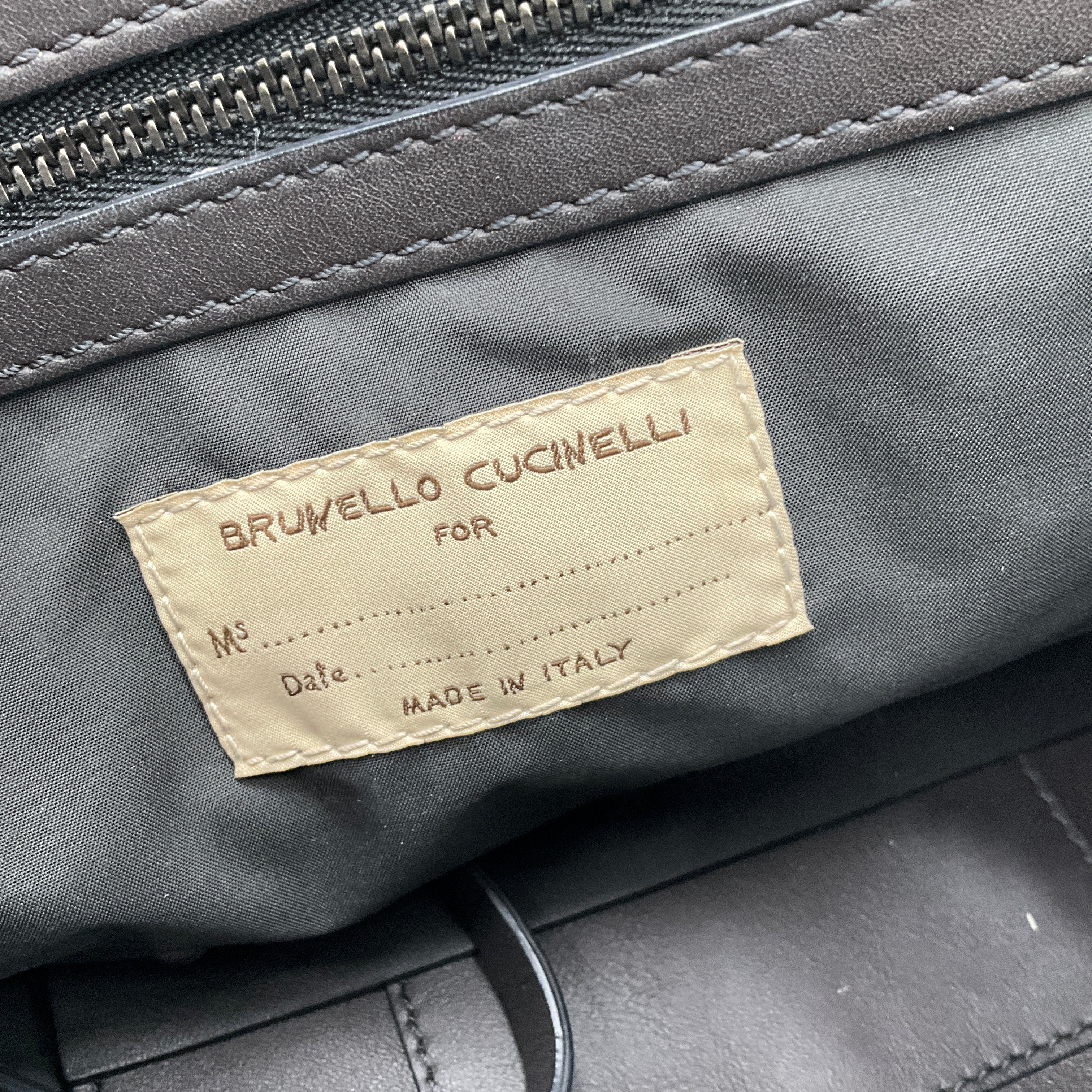 Brunello Cucinelli Charcoal Grey Leather Handbag with Monili Bead Embellishment - Elegant Designer Purse for Women, Perfect for Work, Evening Events & Luxury Fashion Accessories