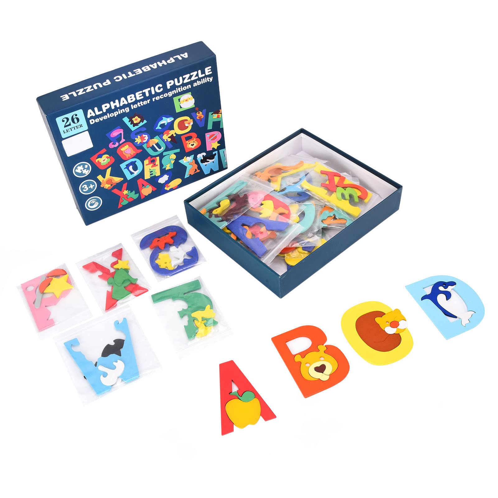 Educational Alphabet Puzzle Toys for Toddlers - Non-Toxic Wooden Letter Learning Games to Stimulate Curiosity & Early Childhood Development - Perfect for Preschool Learning, Homeschooling & Montessori Activities