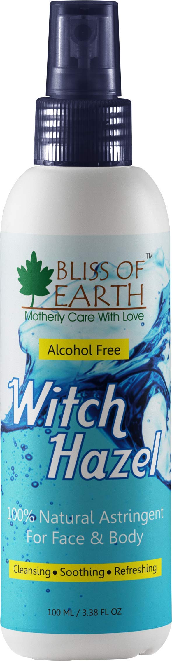 Bliss of Earth Witch Hazel Toner for Face - Natural Pore Minimizer & Alcohol-Free Facial Astringent for Acne & Oily Skin (100ml) | Daily Skincare Routine & Post-Shave Soother