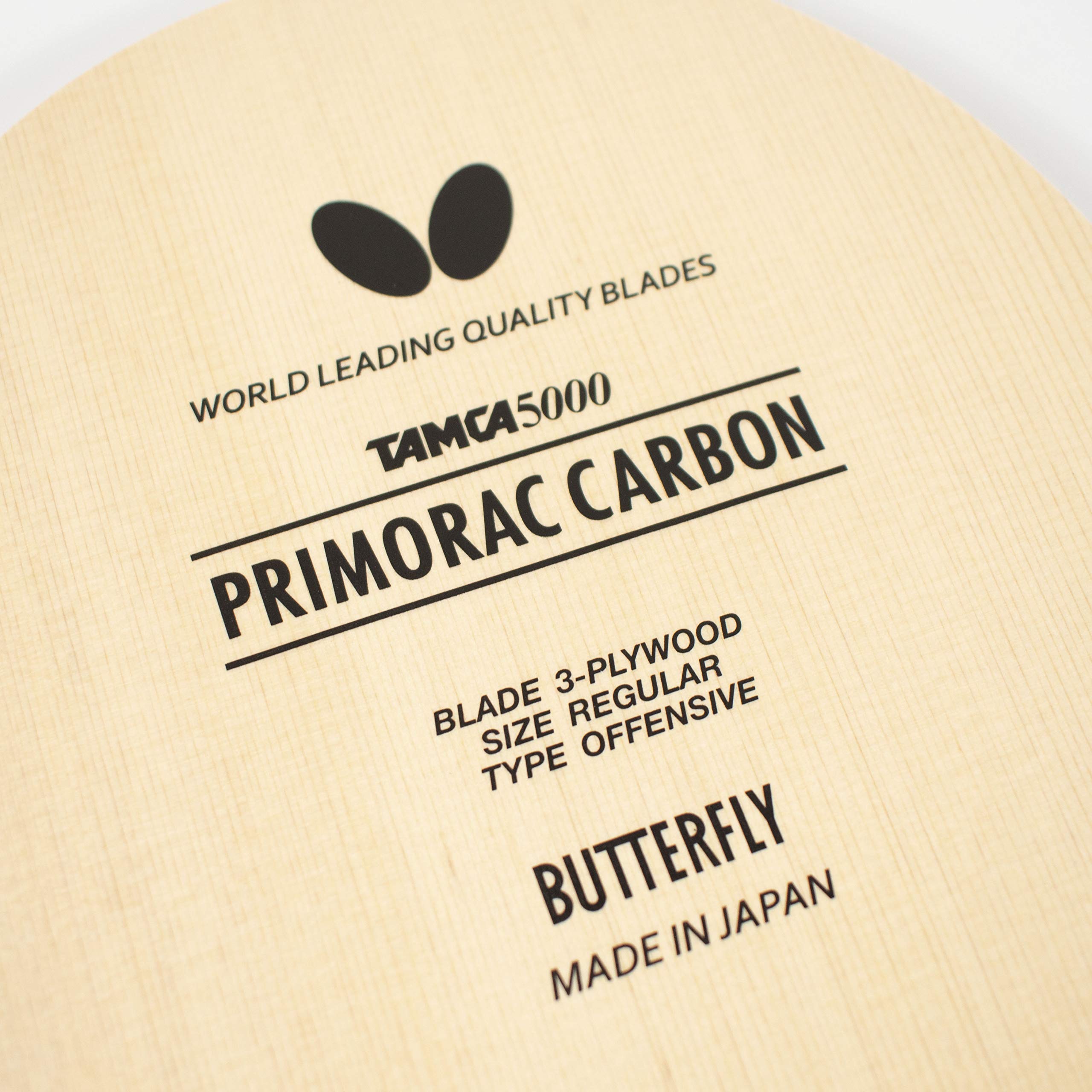 Butterfly Primorac Carbon Table Tennis Blade - TAMCA 5000 Carbon Fiber & Cypress Wood - Professional Ping Pong Racket with FL/ST Handle - Made in Japan - Perfect for Tournament Play & Advanced Players