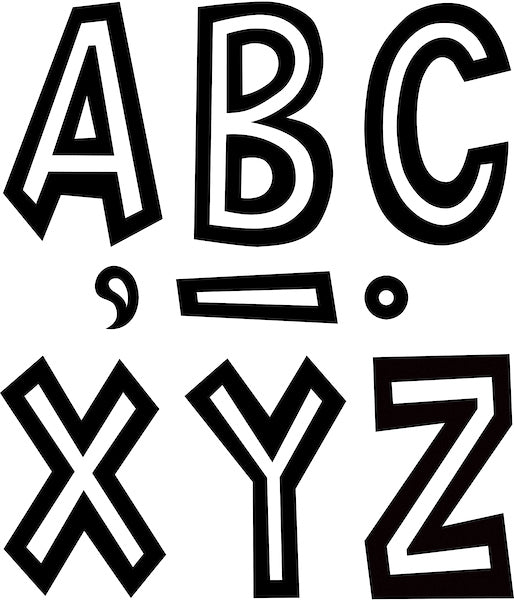 Black and White 7 Fun Font Letters - Creative Alphabet Stickers for Scrapbooking, DIY Crafts, and Home Decor