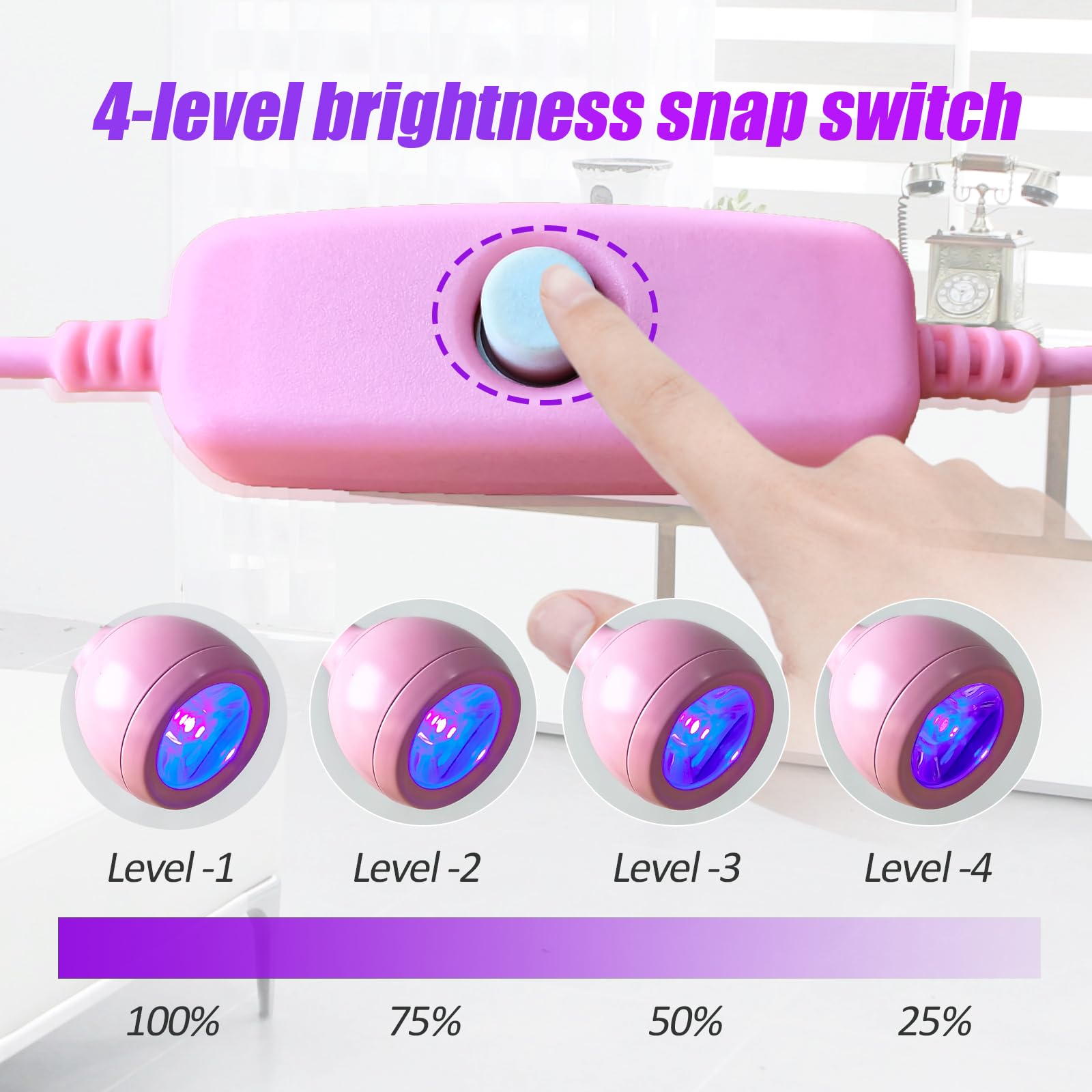 3W USB-Powered UV LED Nail Lamp with Gooseneck & Clip - Portable Gel Curing Light for Manicures | DIY Home Nail Art & Salon Professional Use | Pink UVND-2023-03 | Perfect for Gel Polish Drying & Nail Extension Curing