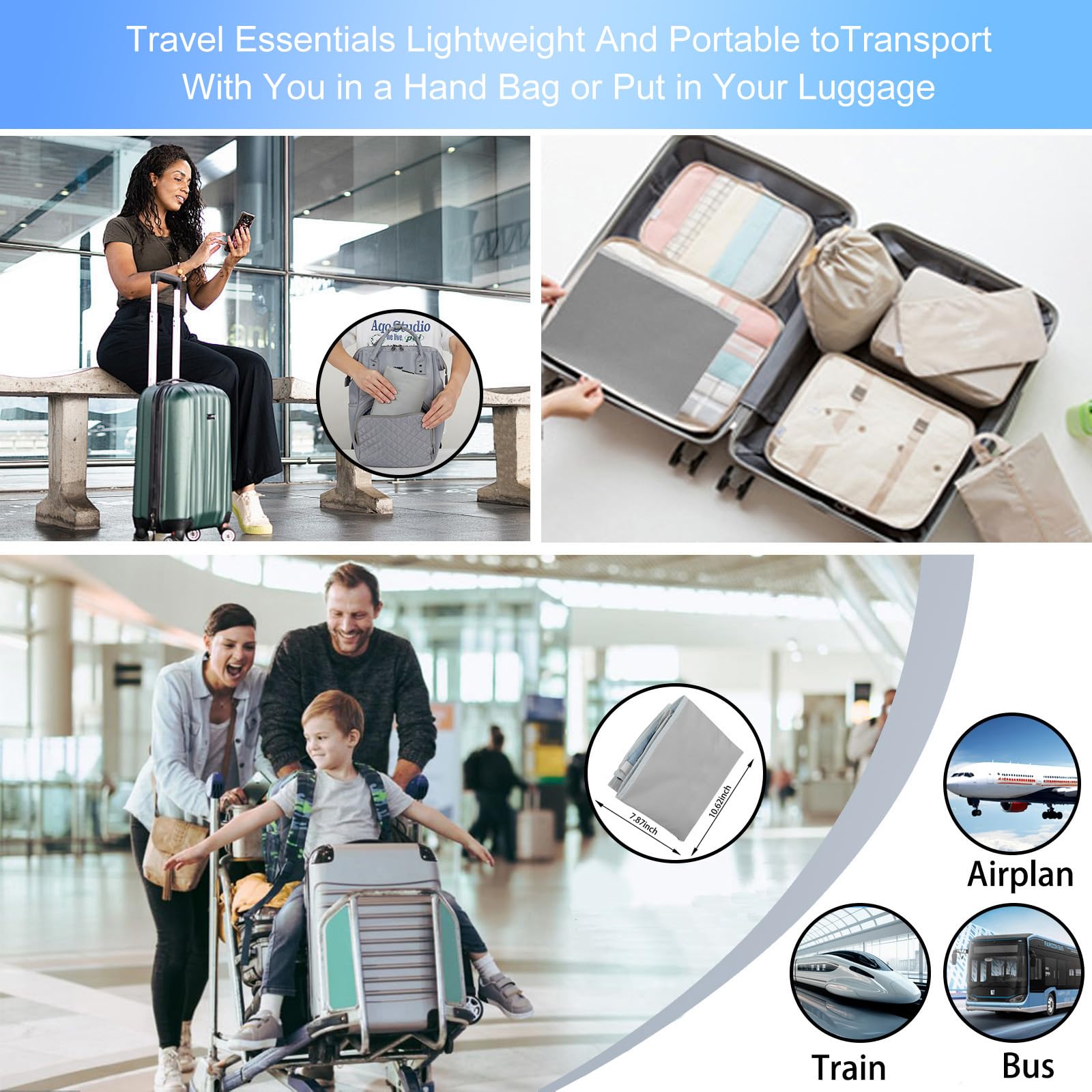 FOTN Toddler Airplane Bed - Portable Kids Travel Seat Extender & Footrest for Safe Baby Sleep on Flights | Essential Airplane Bed for Infants & Long Trips | Perfect for Family Vacations & Overnight Travel (Grey)