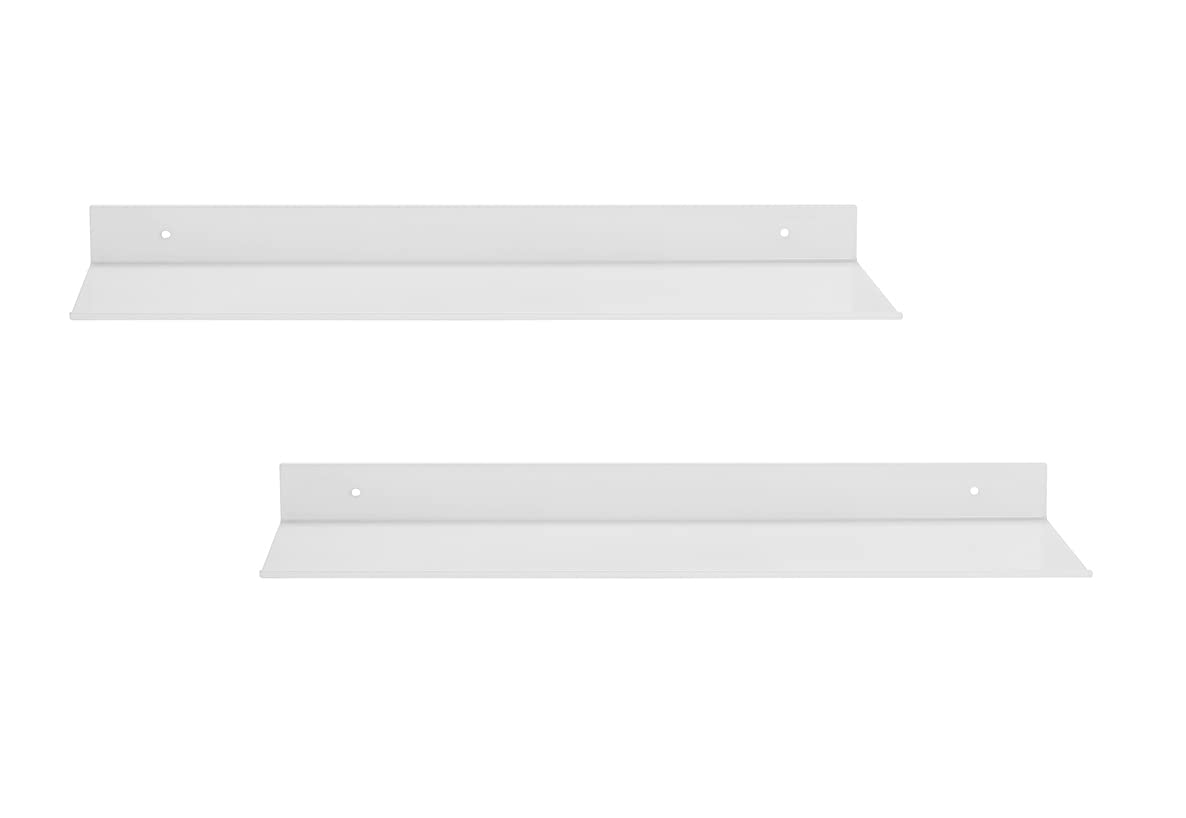 Z Metnal Floating Wall Shelves - 2 Pack White Aluminum Bathroom Storage Shelves (20 Inch) - Perfect for Bathroom Organization, Kitchen Storage & Home Decor