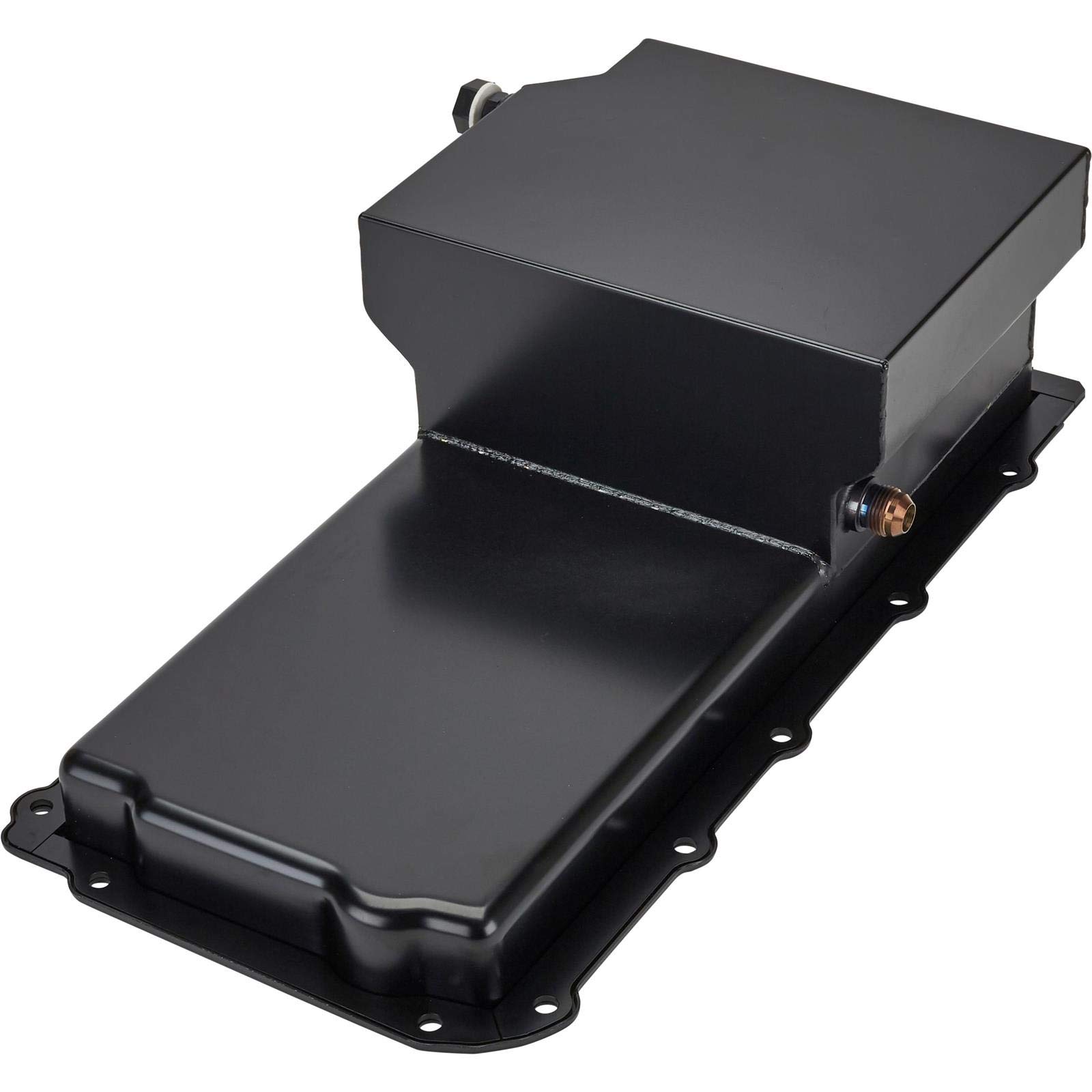 Low Profile TH LS Swap Oil Pan with AN 10 Drain & OEM Filter - Compatible with GM LS Engines for Performance Upgrades & Custom Builds