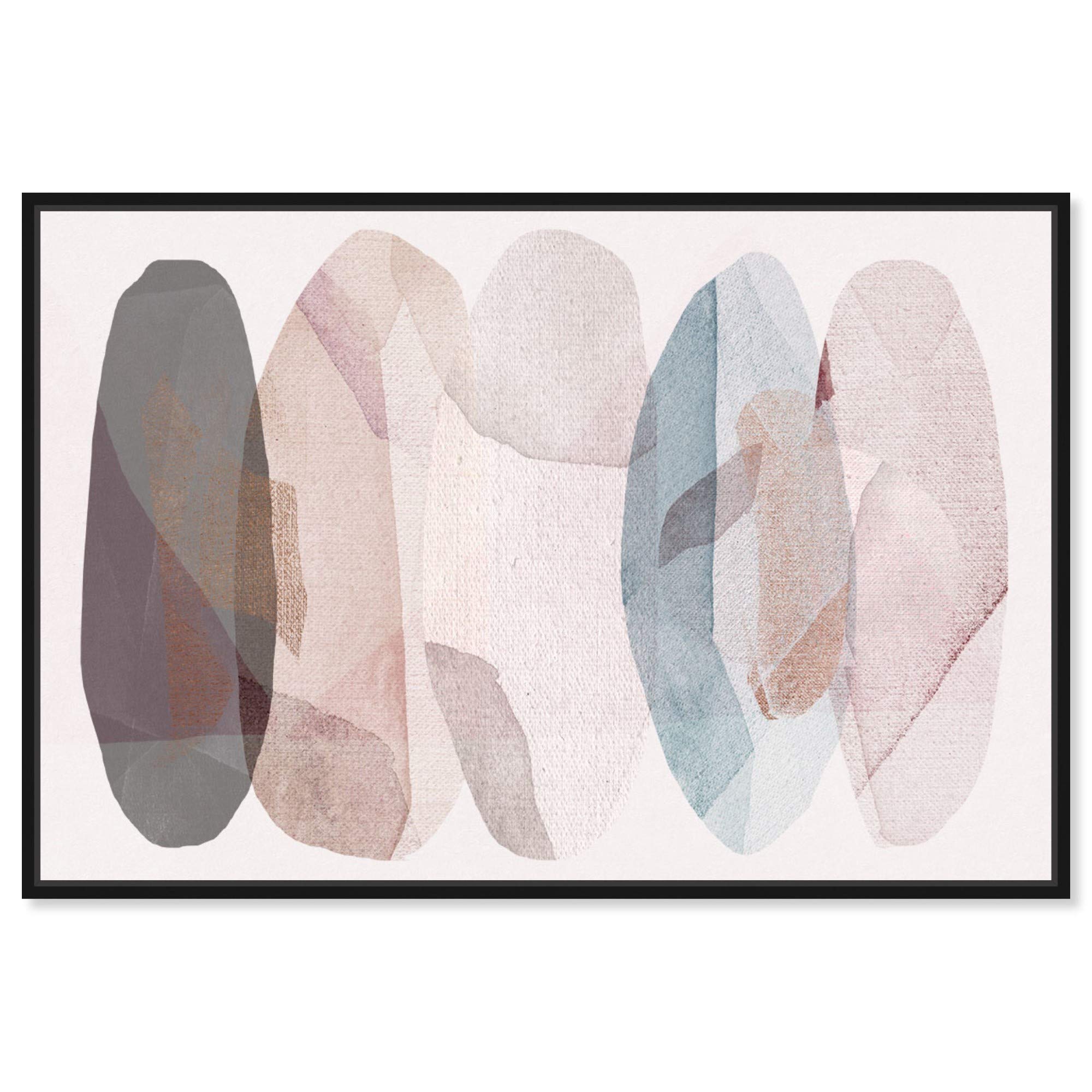 Oliver Gal Artist Co. Abstract Framed Wall Art - 'Leaf Shower' Watercolor Canvas Print in Pink & Blue, 15x10 Inches - Modern Home Décor for Living Room, Bedroom & Office