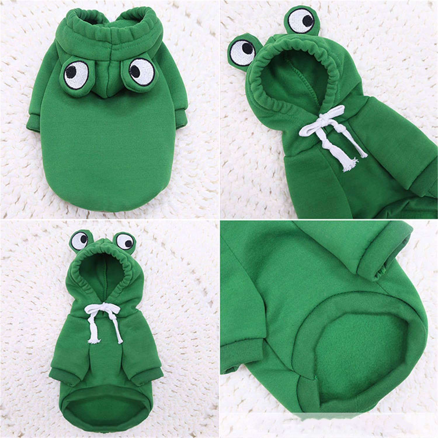 Cute Green Dog Hoodie - Fleece Sweater for Small Dogs & Puppies - Warm Winter Coat for Pets - Perfect for Outdoor Walks & Indoor Comfort (Green, X-Small)