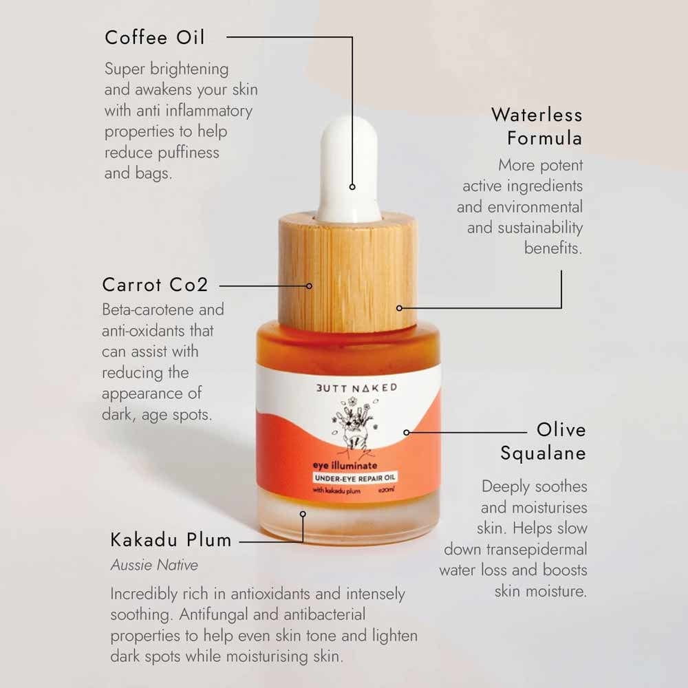 Naked Eye Illuminate Oil - 20ml Dark Circle Treatment for Brightening & Hydrating Under Eyes | Perfect for Night Routine & Travel Skincare
