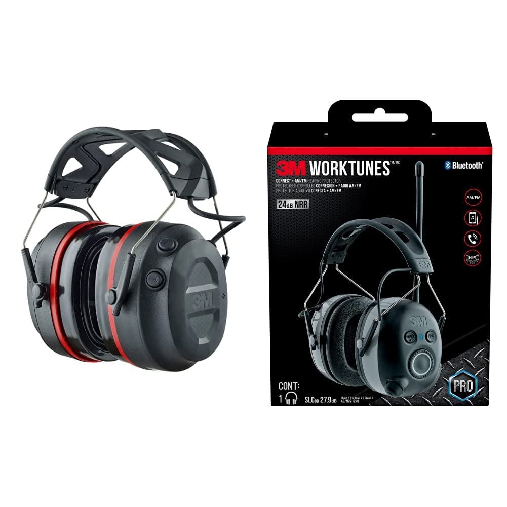 3M Pro-Protect Wireless Gel Electronic Hearing Protector & WorkTunes Connect - Bluetooth AM/FM Hearing Protection for Construction, Mowing, Snowblowing | Noise Cancelling Earmuffs for Workshops, Shooting Range & DIY Projects