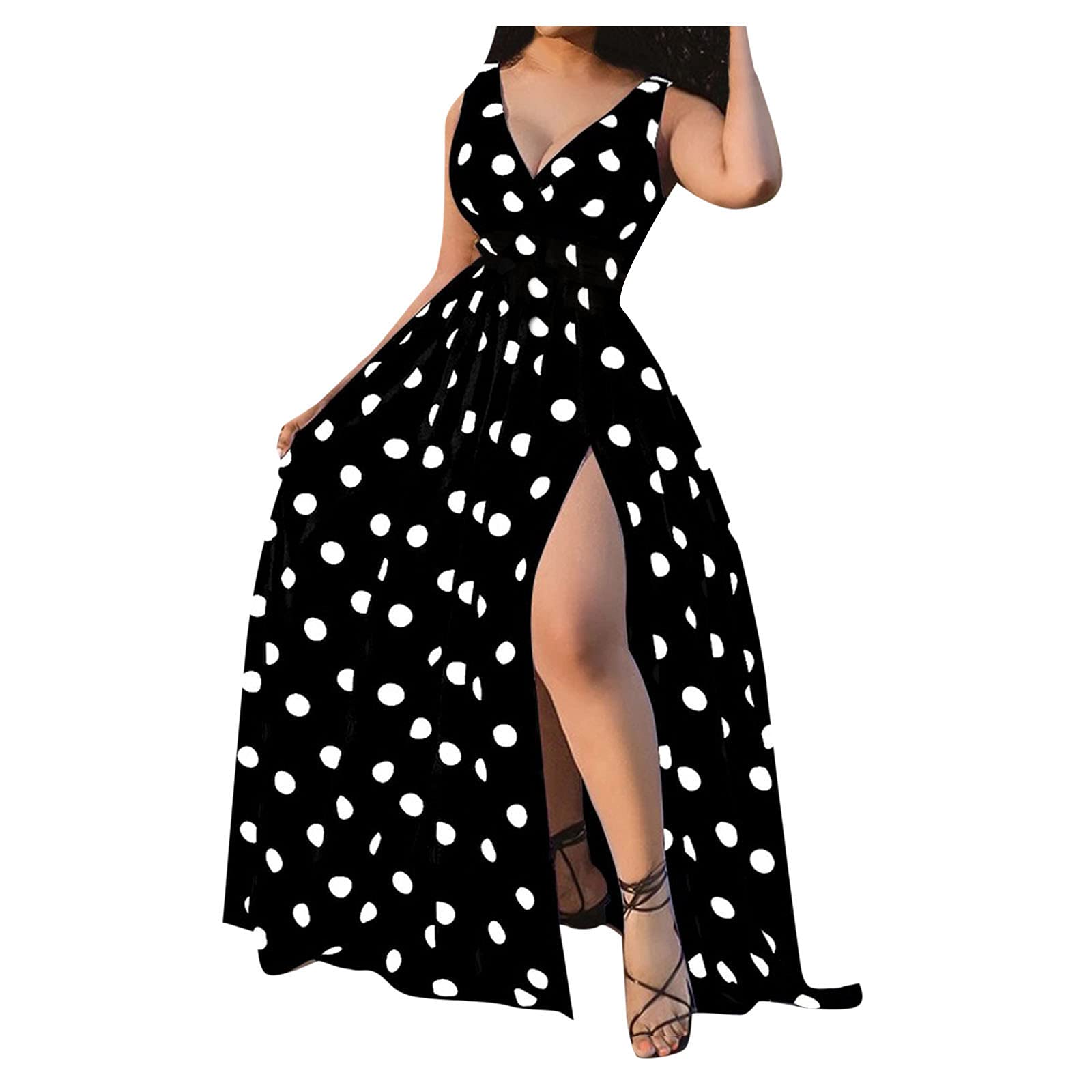 Keepfit Sleeveless Flowy Boho Maxi Dress - Casual Floral Summer Dress for Wedding Guest, Beach Party & Vacation | Lightweight Comfortable Women's Dress for Outdoor Events, Date Night & Tropical Getaways