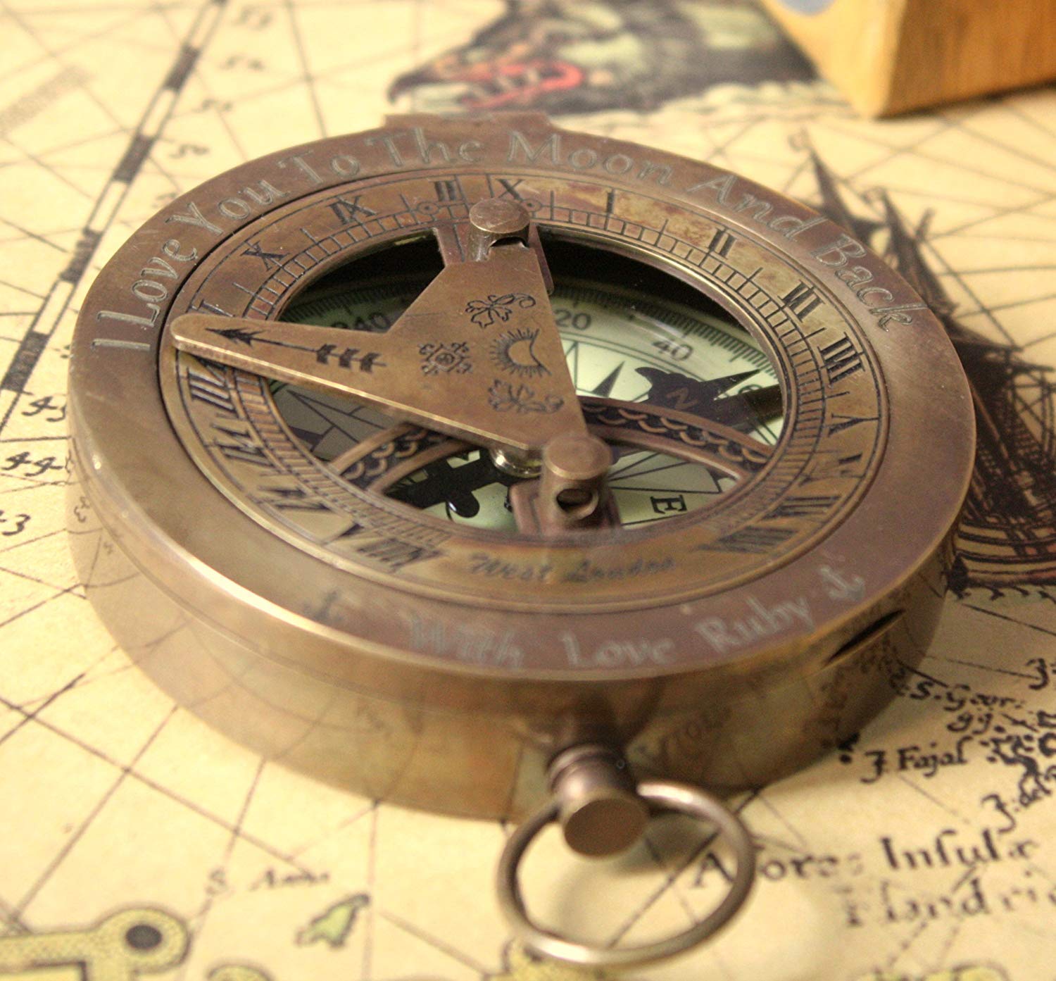 Personalized Engraved Sundial Compass - Unique Gift for Dad, Christmas, New Year, Graduation, Anniversary | Perfect for Outdoor Adventures, Hiking, Camping & Travel Gifts