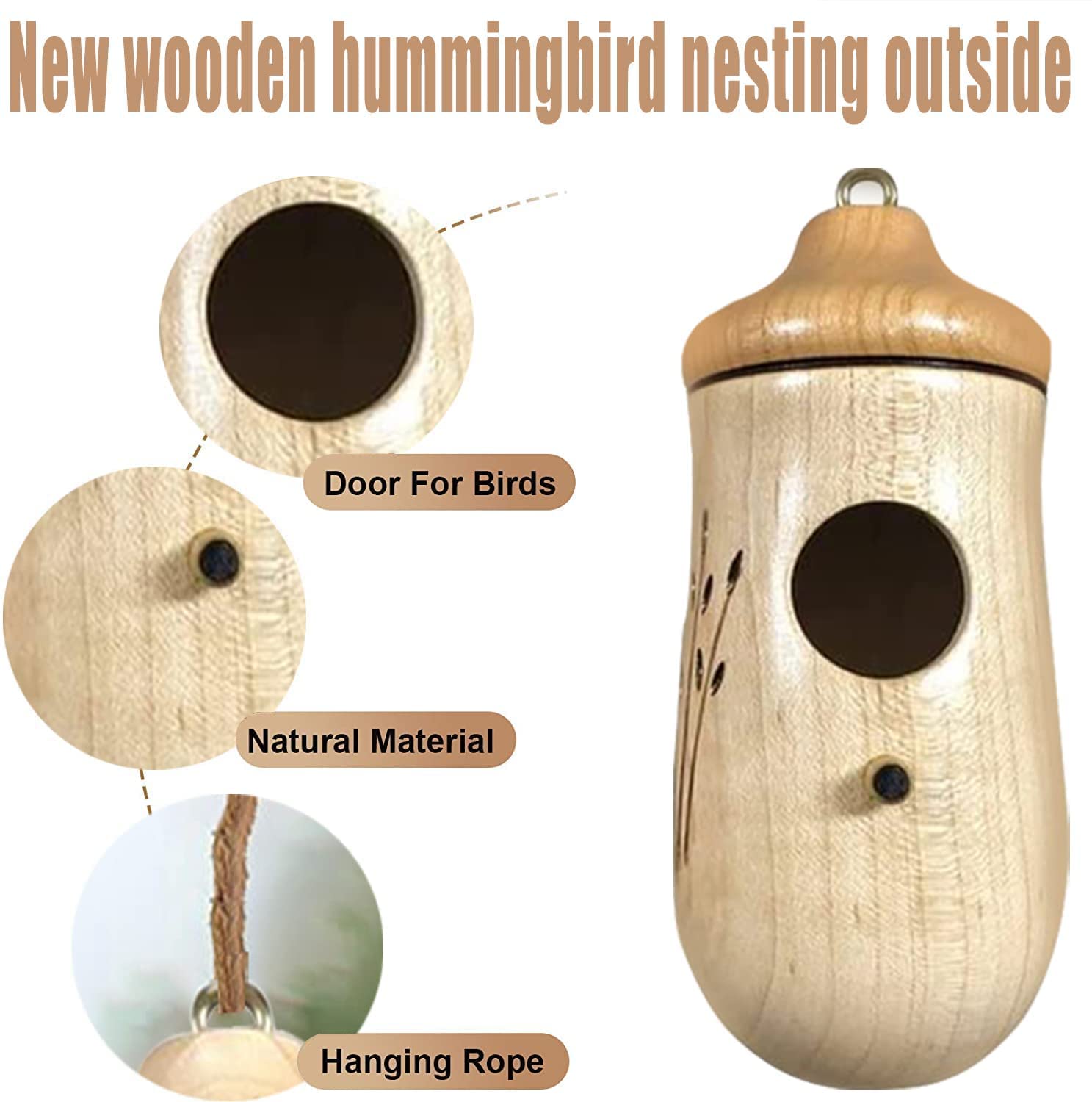 2022 New Hummingbird House - Handmade Wooden Bird House Pendant for Wren, Swallow & Sparrow Nesting - Outdoor Garden Decoration (1 Piece) - Perfect for Backyard, Patio & Nature Lovers