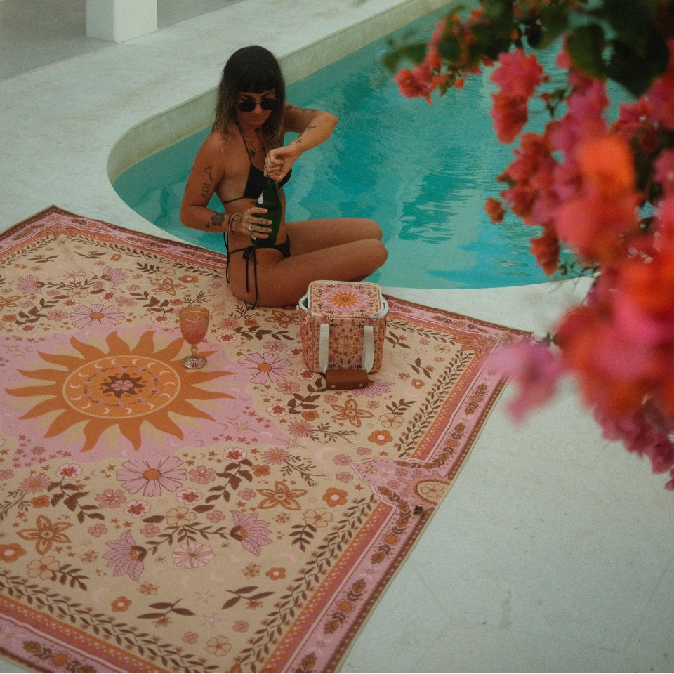 XXL Boho Sun Sand Free Beach Towel - Extra Large Quick Dry, Lightweight & Sand Resistant - Perfect for Pool, Vacation, Travel & Outdoor Activities