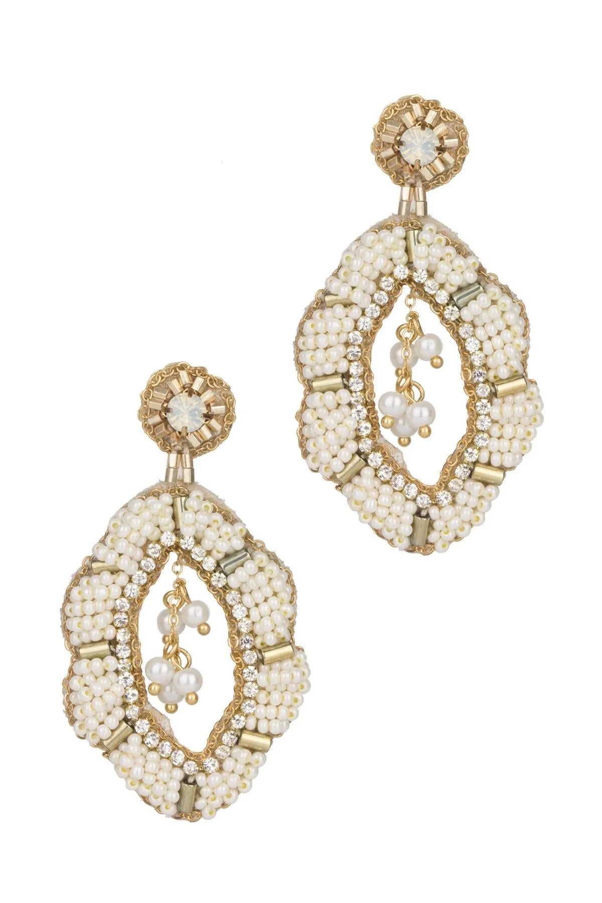 Rococo Beaded Statement Earrings for Women - Elegant Vintage Dangle Earrings for Party, Wedding & Special Occasions