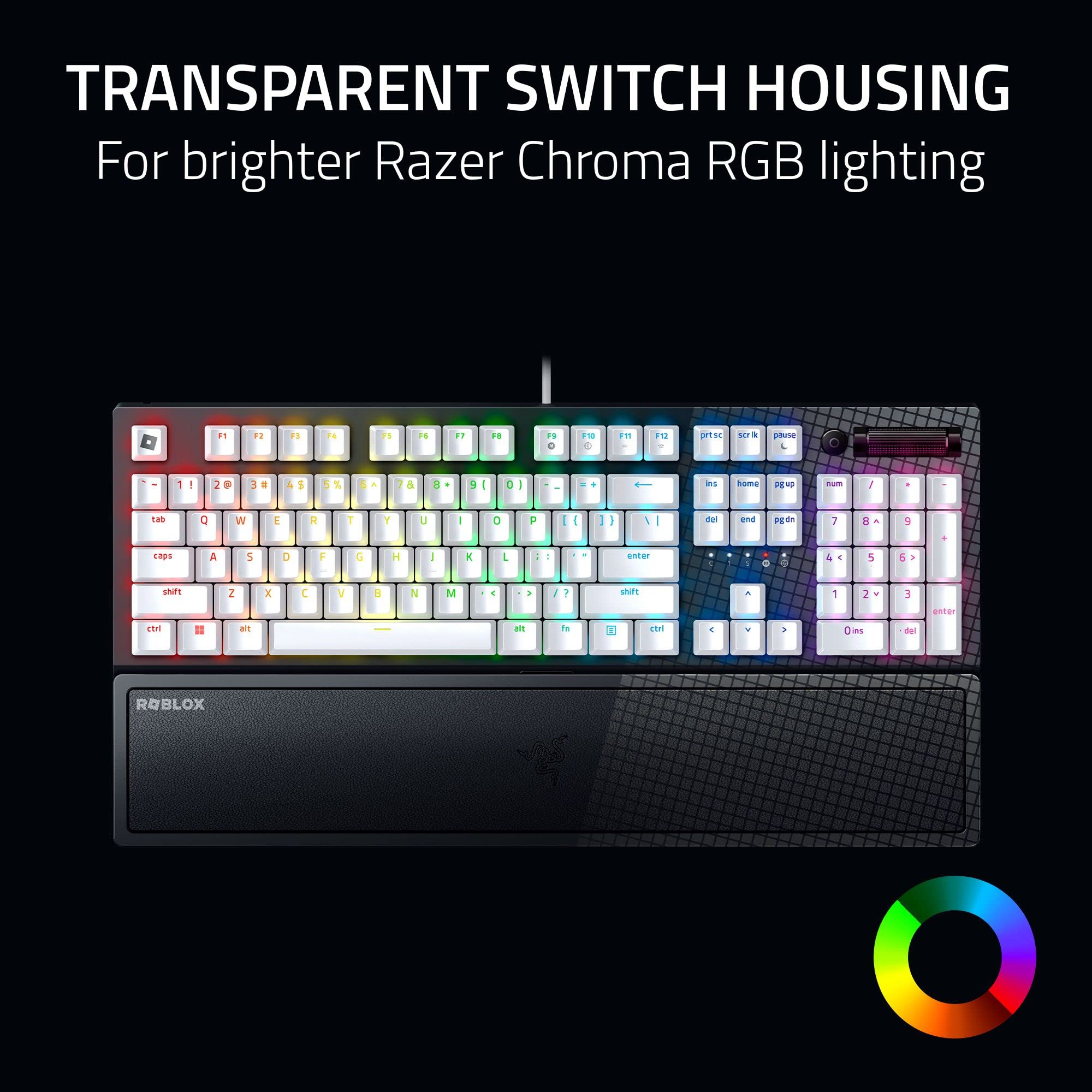 Razer BlackWidow V3 Mechanical Gaming Keyboard - Green Switch (Clicky) with Doubleshot ABS Keycaps, Media Controls & Wrist Rest | US Layout | Perfect for Roblox, Fortnite & Esports Gaming