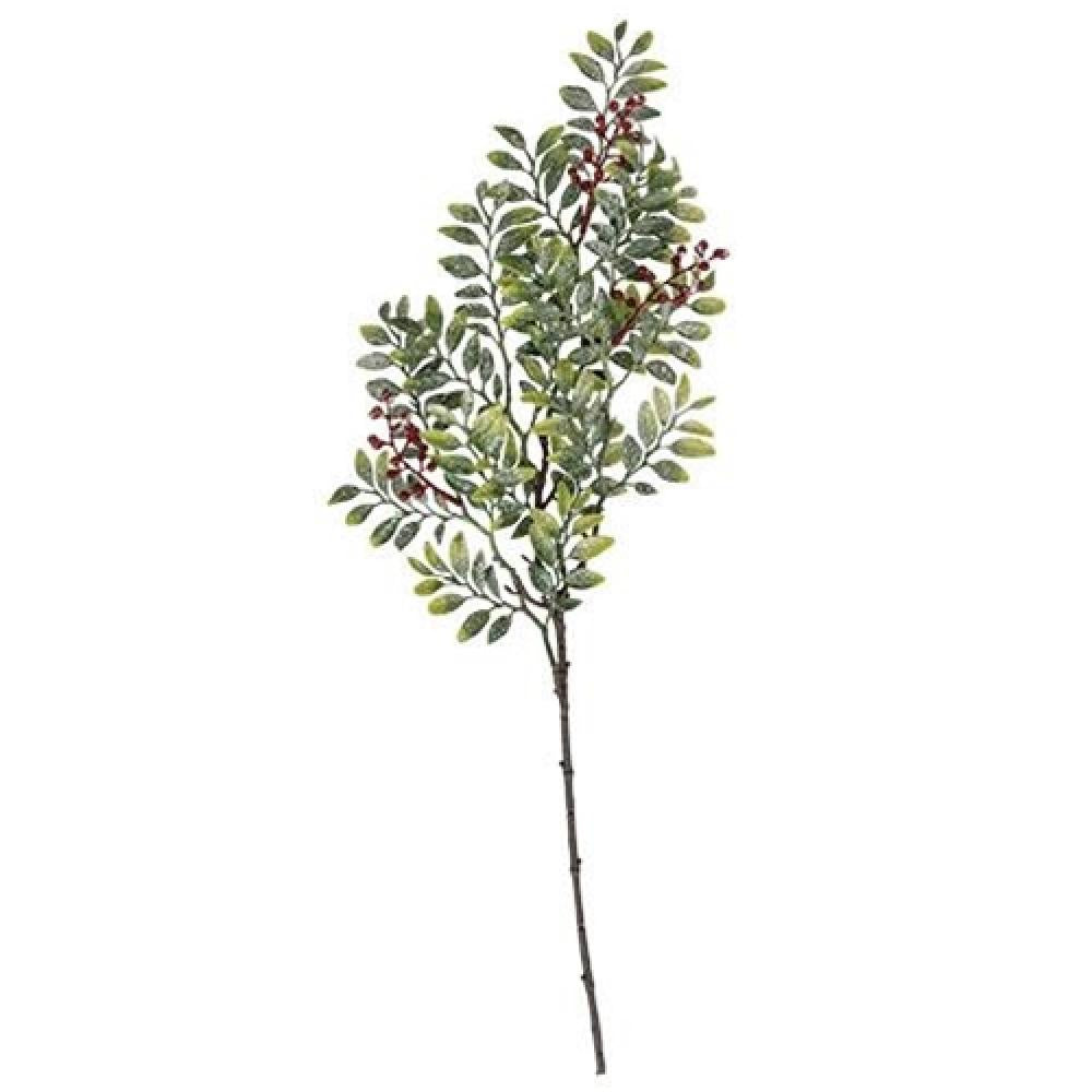Frosted Laurel Leaf & Red Berry Spray - Elegant Christmas Wreath Decor for Holiday Home, Wedding, and Party Decorations