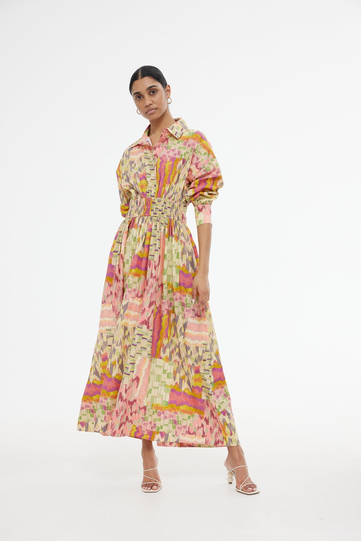 Kinney Emma Shirt Dress - Painterly Patchwork Floral Print Women's Casual Dress | Perfect for Spring Outfits, Brunch Dates & Summer Vacations