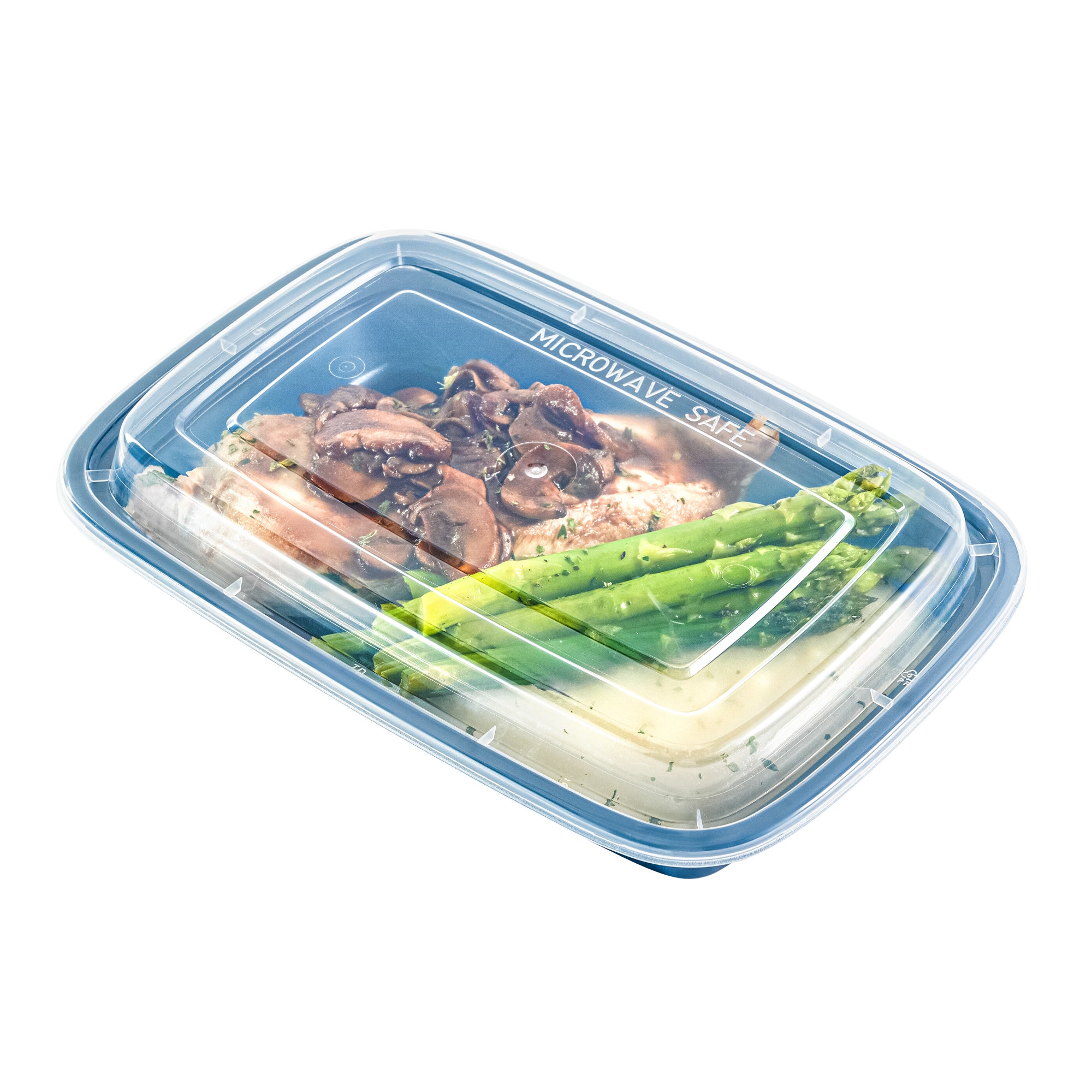 16 oz Rectangle Midnight Blue Plastic To Go Containers with Clear Lids - 100 Pack (7.75