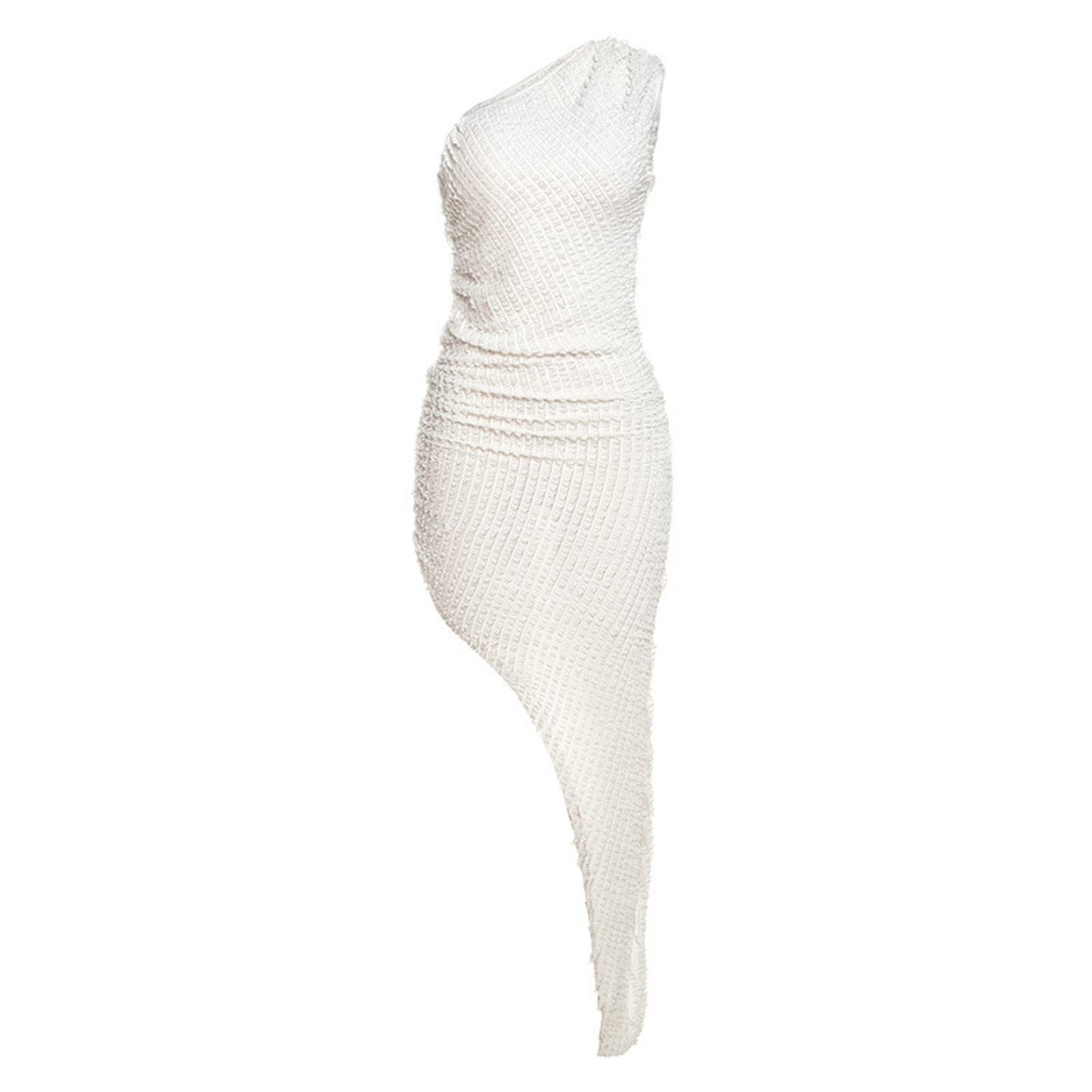 Sexy White One Shoulder Bodycon Dress for Women - Backless Sleeveless Cocktail Dress with High Slit & Slim Fit | Perfect for Night Out, Party, Date Night and Special Occasions