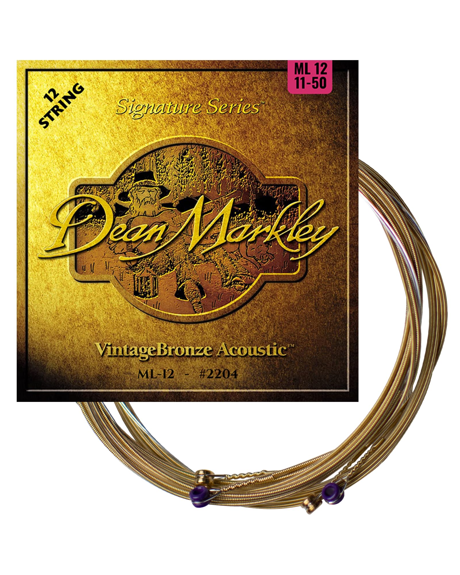 Dean Markley Signature Vintage Bronze Acoustic Guitar Strings 12-String Set (11-50 Gauge) - Medium Light Tension for Superior Tone & Long-Lasting Performance - Made in USA - Perfect for Folk, Country & Fingerstyle Playing