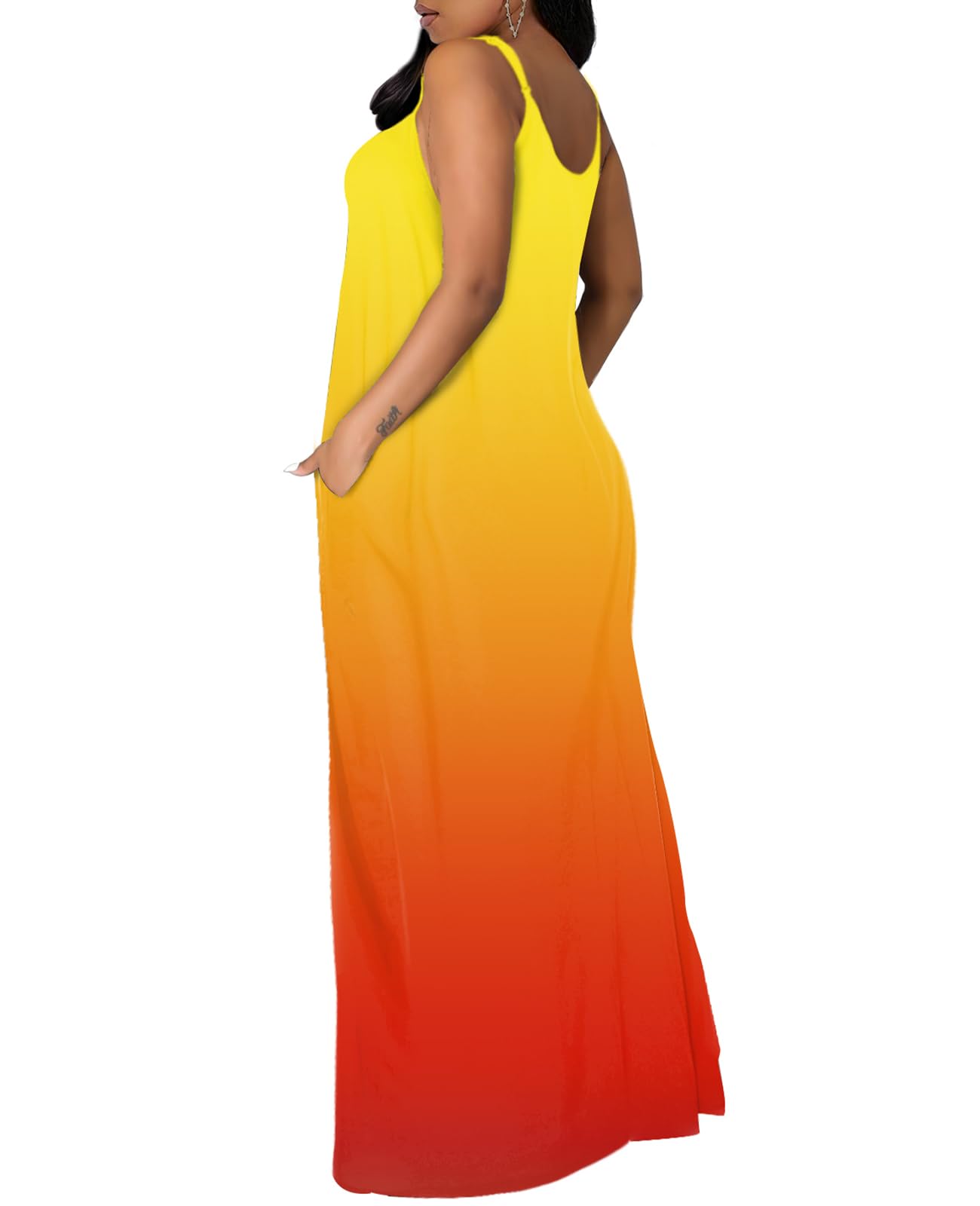 OFEEFAN Women's Summer Maxi Dress - Flowy Spaghetti Strap Sundress with Pockets | Beach Cover Up, Vacation Outfit, Casual Day Dress