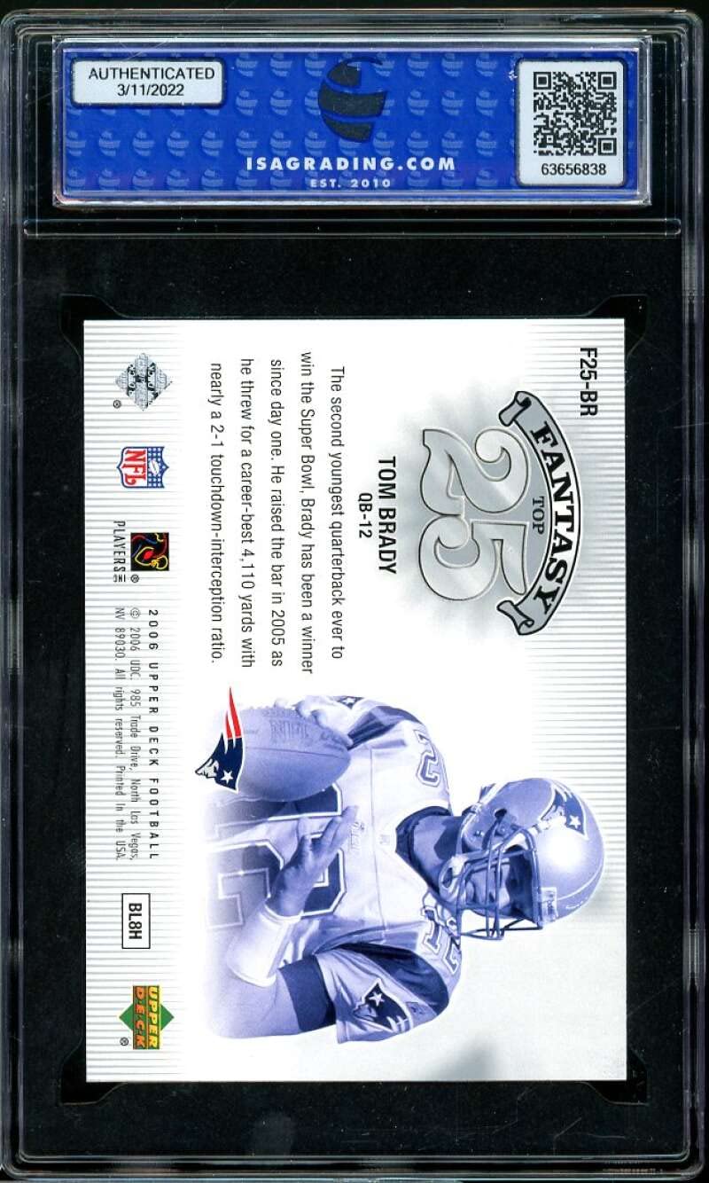 2006 Upper Deck Fantasy Top 25 #F25-BR Tom Brady Football Card - PSA 9 MINT Condition - Rare Collectible for Sports Memorabilia Fans & Investment
