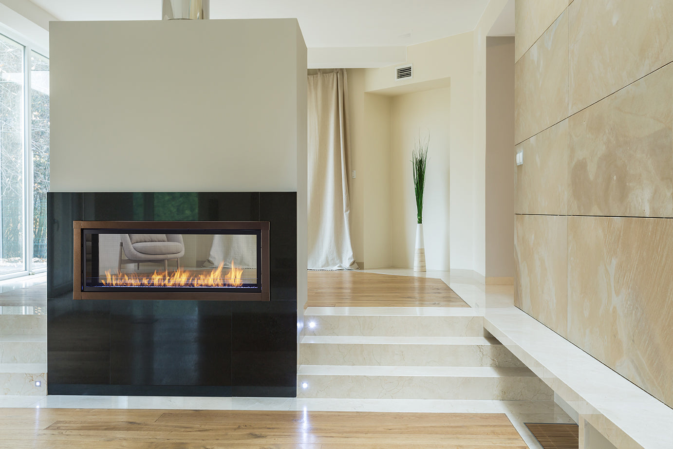 Monessen Artisan 48-Inch See-Through Vent-Free Linear Gas Fireplace - AVFLST48 - Perfect for Modern Living Rooms & Open Floor Plans