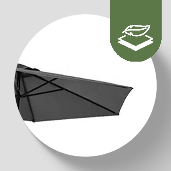 9 Foot Campton Hills Market Umbrella - Round Sling Fabric Outdoor Patio Umbrella with Auto Crank & Tilt - Gray/Brown Shade Canopy for Backyard, Poolside, and Garden Relaxation