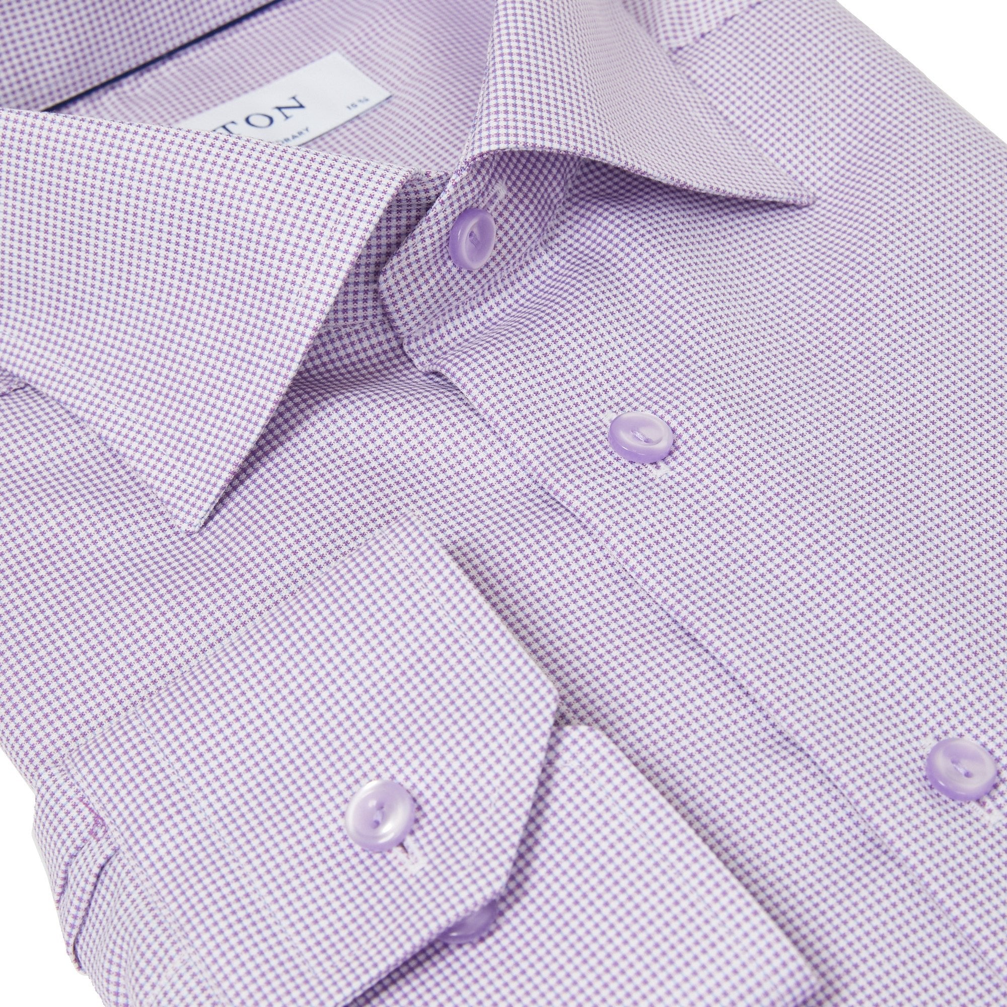 ETON Men's Pin Dot Royal Dobby Cotton Dress Shirt in Mid Purple - Formal Office Wear & Business Attire