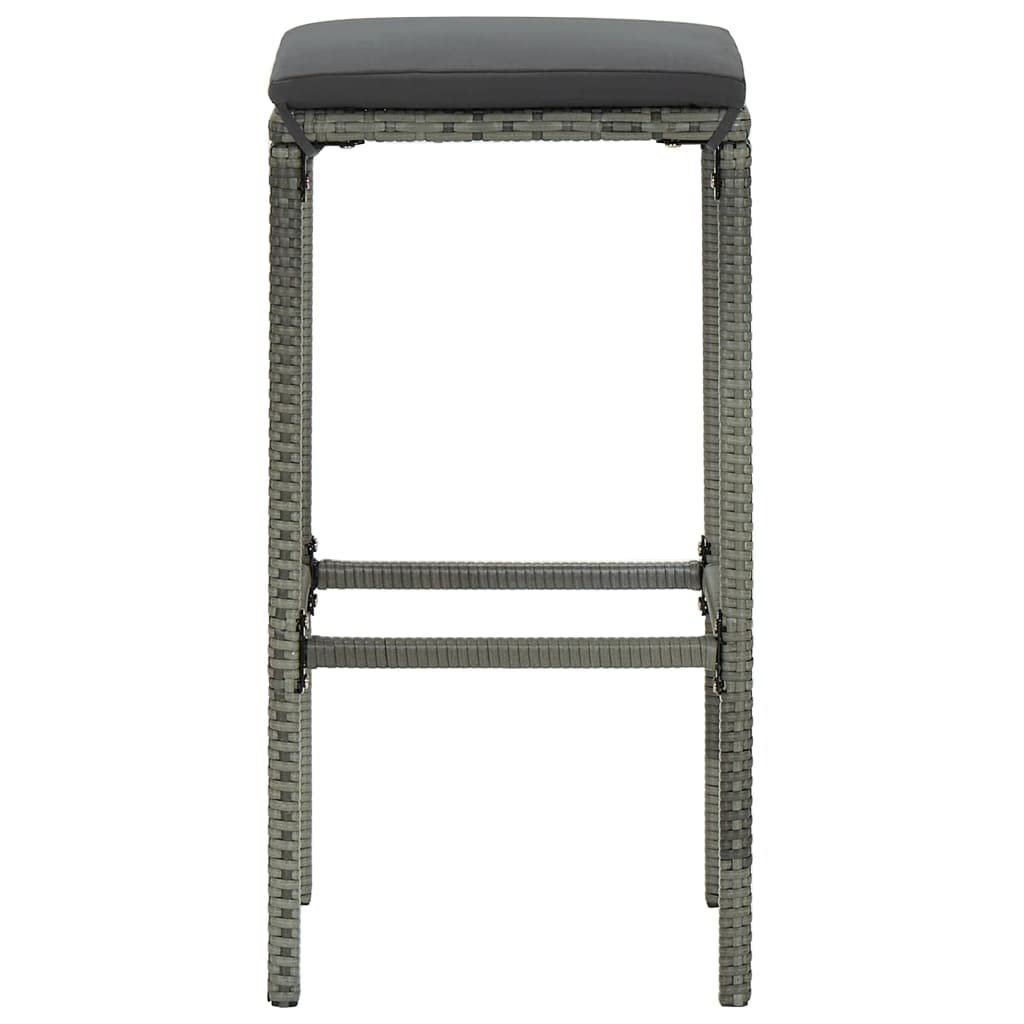 2 Pack Gray Poly Rattan Bar Stools with Cushions - Counter Height Swivel Stools for Kitchen Island, Breakfast Nook & Home Bar