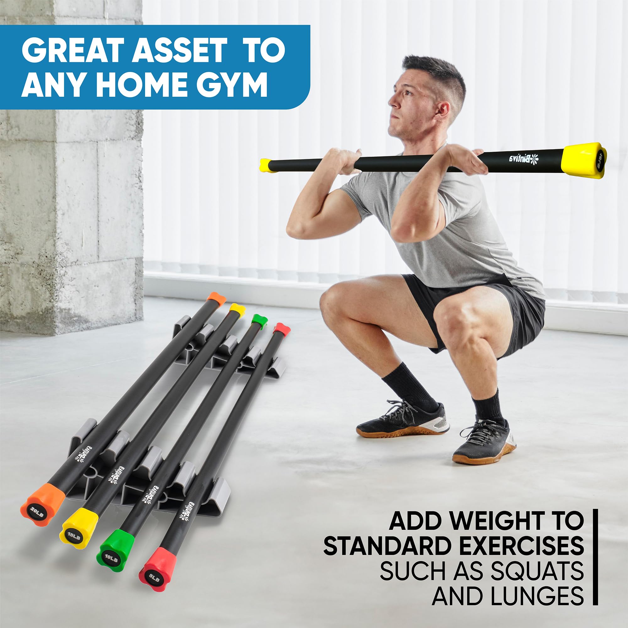 Premium Weighted Bar Set for Strength Training - Adjustable Dumbbell Bars for Home Gym, Fitness & Workout - Perfect for Weightlifting, CrossFit & Muscle Building