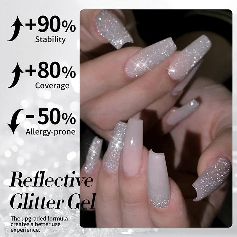 White Reflective Glitter Gel Polish - SZ12 Milky Melee 10ml Nail Art Kit for Manicure & Pedicure - Perfect for Salon, Home DIY, Parties & Special Occasions