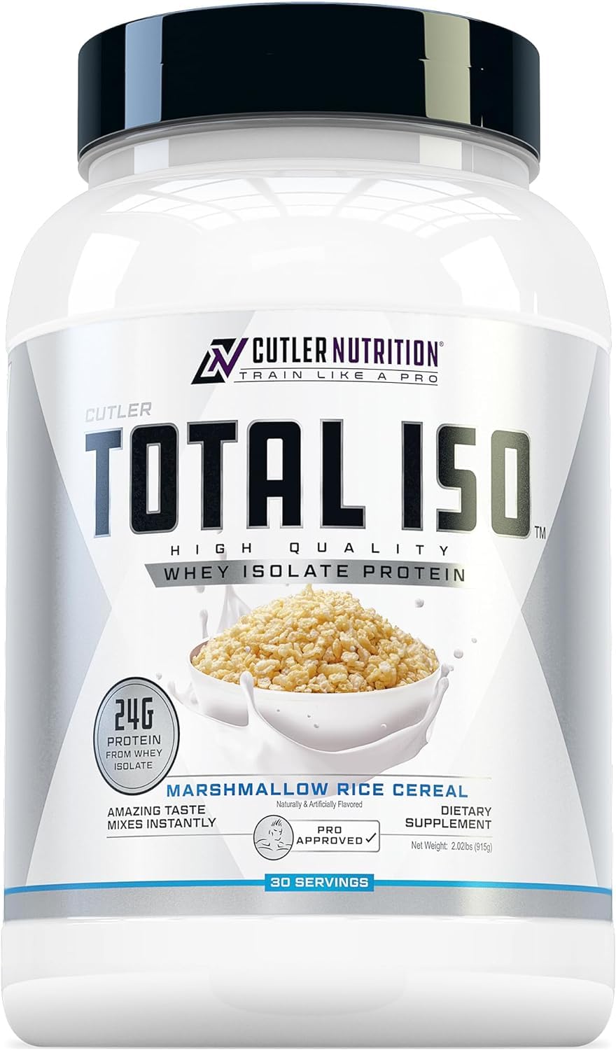 Cutler Nutrition Total ISO Whey Isolate Protein Powder - Best Tasting 100% Whey Protein Shake for Post Workout Recovery, Marshmallow Rice Cereal Flavor, 2lb | Muscle Building & Recovery for Athletes & Fitness Enthusiasts