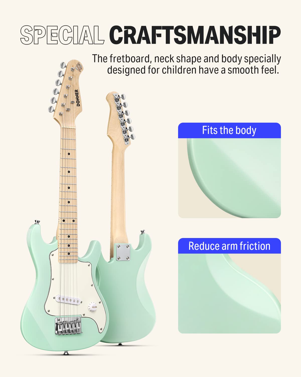 **Donner 30-Inch Junior Electric Guitar Starter Kit – ST Style Mini Guitar for Beginners & Teens with Amp, 600D Gig Bag, Tuner, Picks, Cable, Strap & Extra Strings (DSJ-100) – Perfect for Learning, Practice & Home Performances**