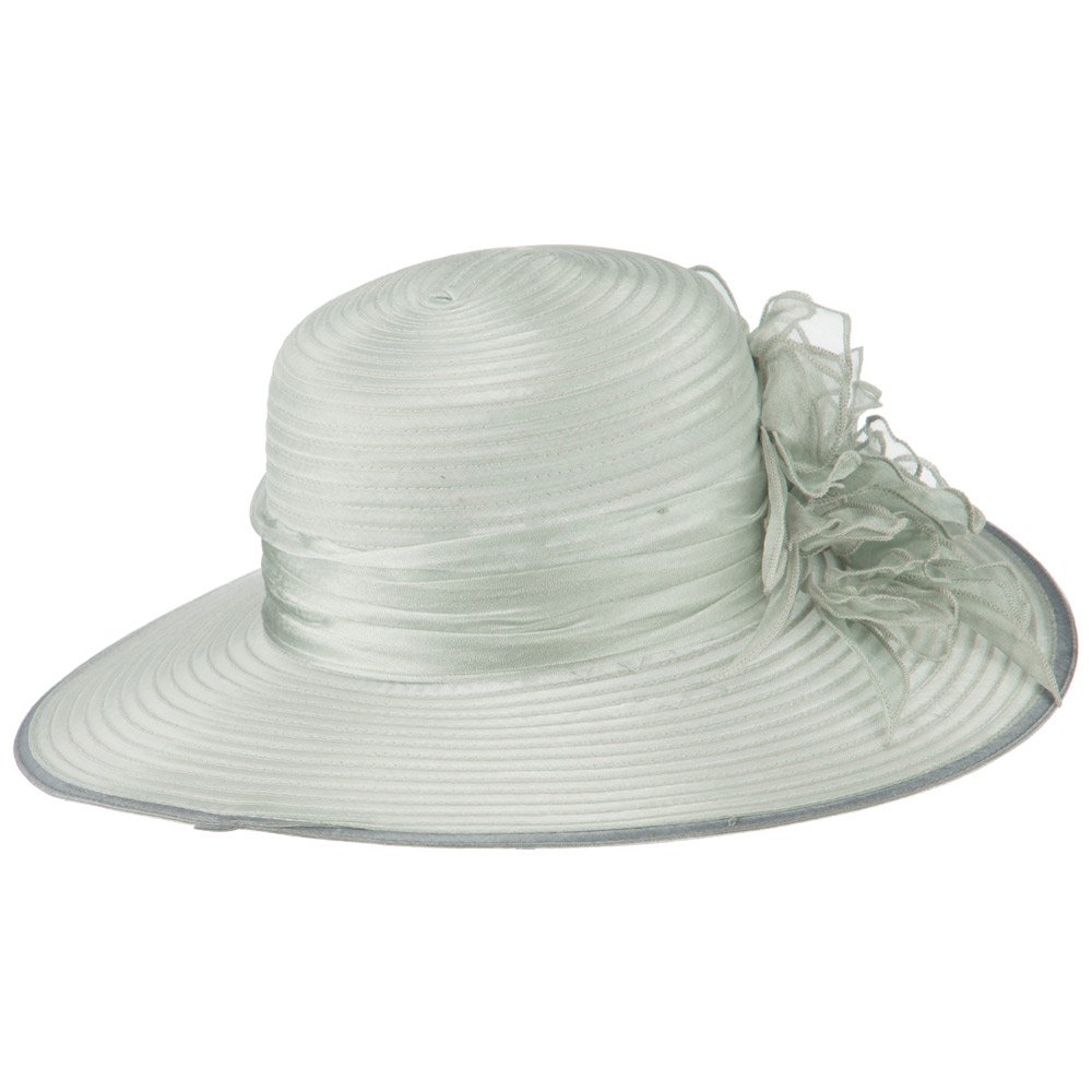Jeanne Simmons Women's 3 Flowers Pearl Embellished Organza Hat - Elegant Church Wedding Bridal Party Accessory