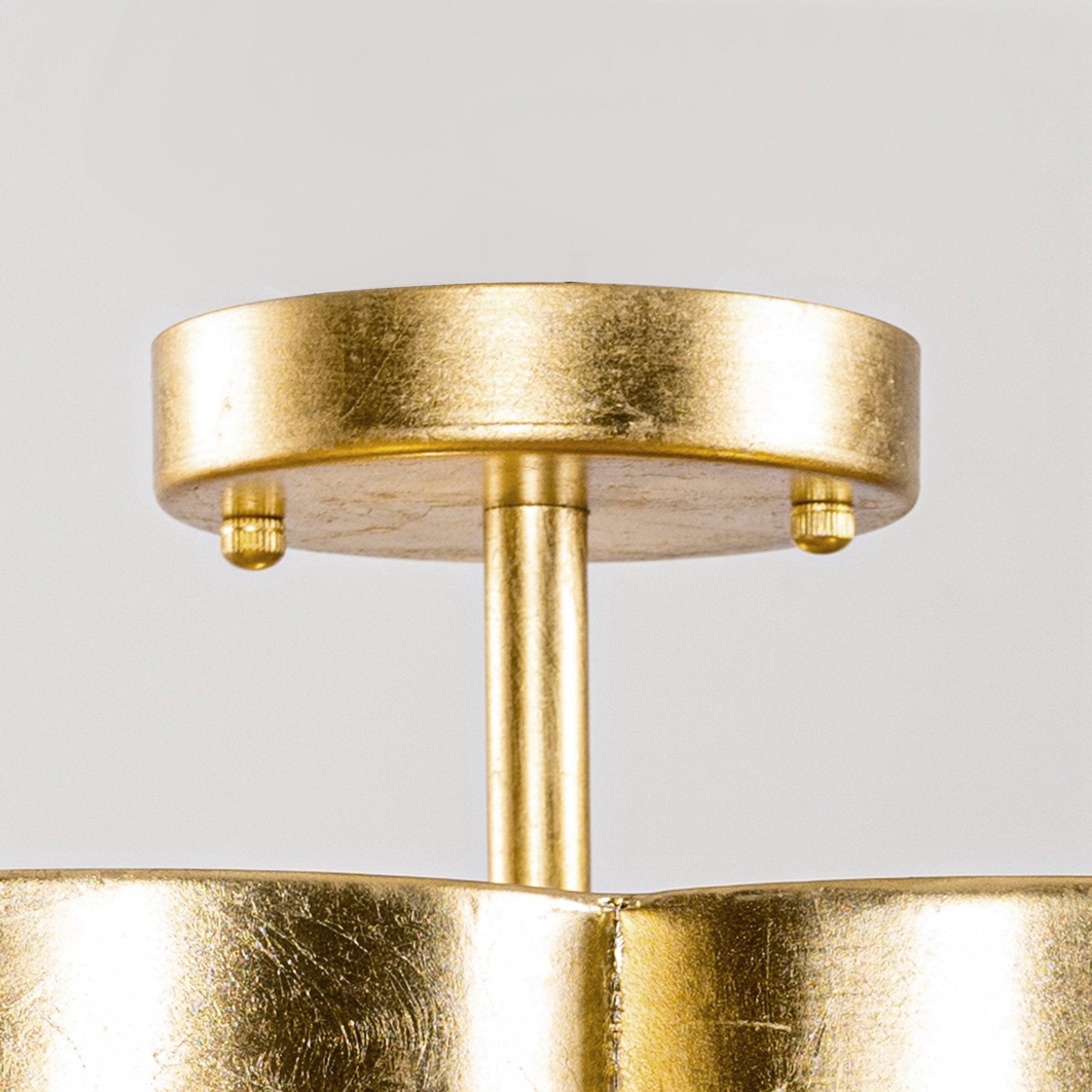 Modern Golden Semi Flush Mount Ceiling Light Fixture - 3 Lights for Bedroom, Dining Room, Living Room & Hallway Lighting