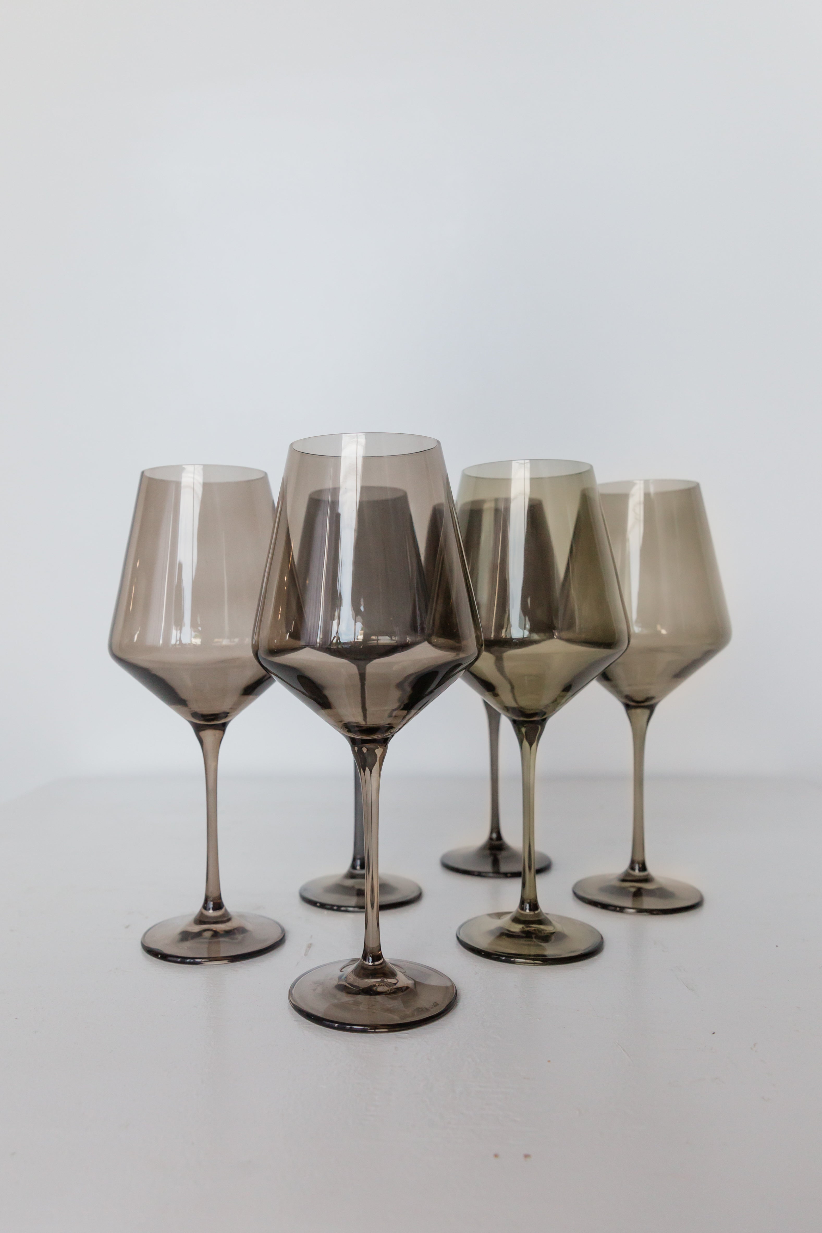 Estelle Colored Wine Glasses Set of 6 - Elegant Gray Smoke Stemware for Red & White Wine | Perfect for Dinner Parties, Weddings & Home Decor