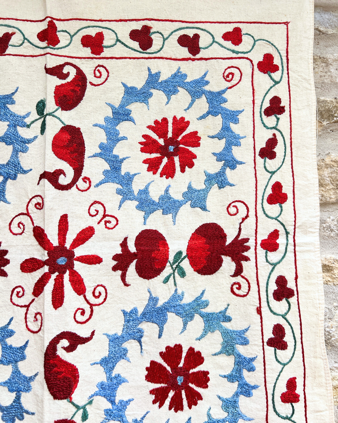 Extra Small Suzani 01 - Handmade Cotton Suzani Pillow Cover - Boho Home Decor for Living Room, Bedroom & Nursery