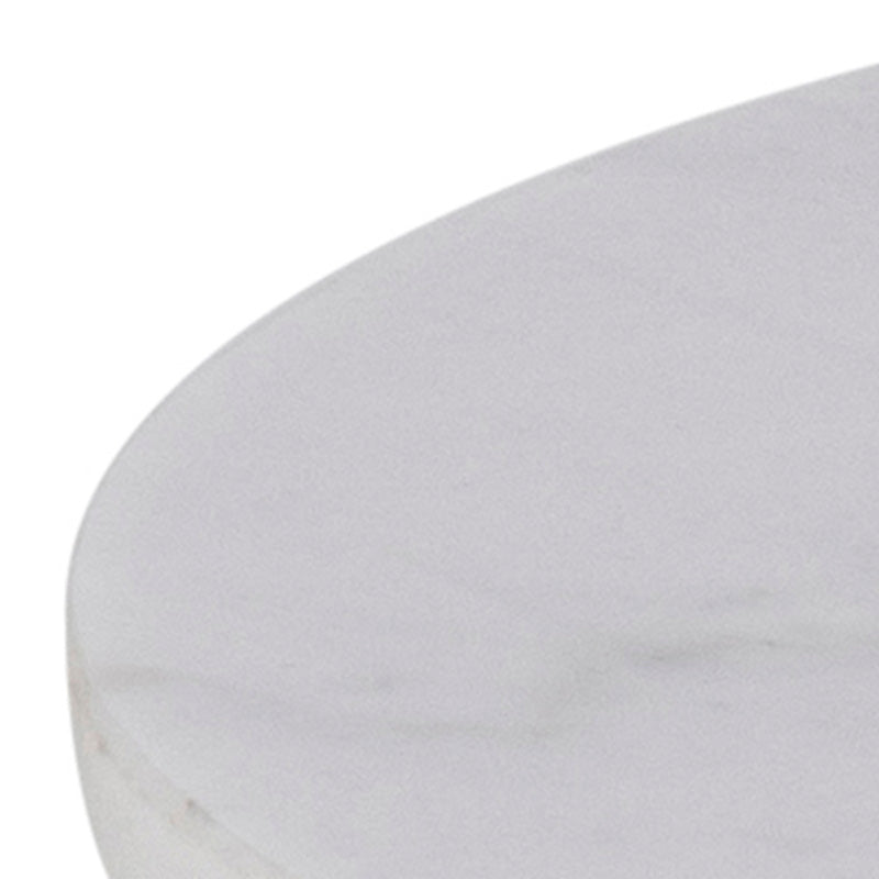 DARBY White Marble Side Table 50cm - Modern End Table for Living Room, Bedroom & Office Decor
