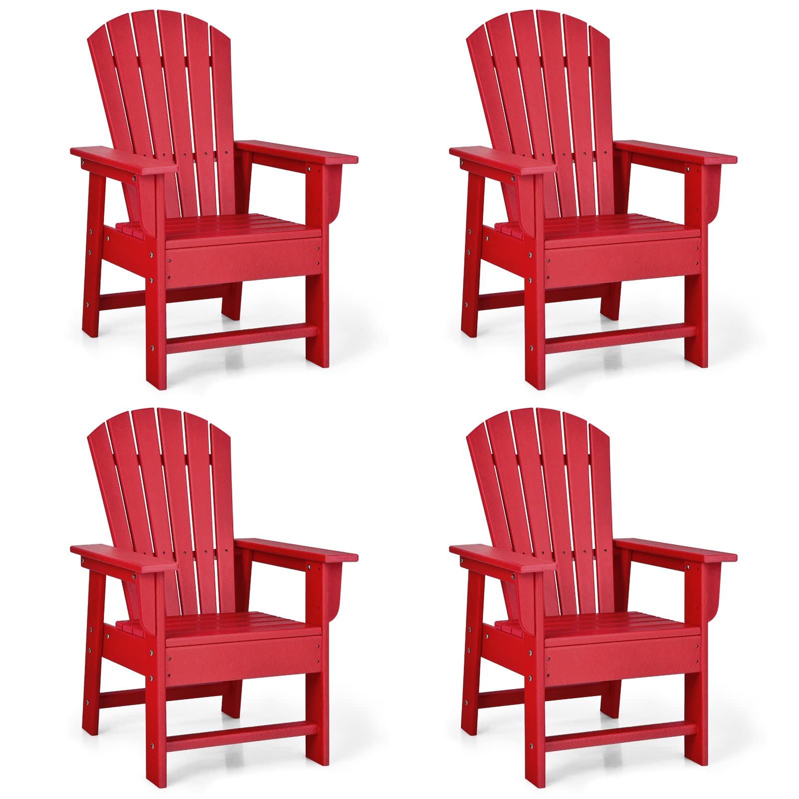 Giantex Kids Adirondack Chair - HDPE Patio Lawn Chair with Ergonomic Backrest for Outdoor & Indoor Use - Weather Resistant Toddler Outdoor Furniture for Deck, Porch, Backyard, Poolside (Red) - Perfect for Relaxing, Sunbathing and Family Gatherings